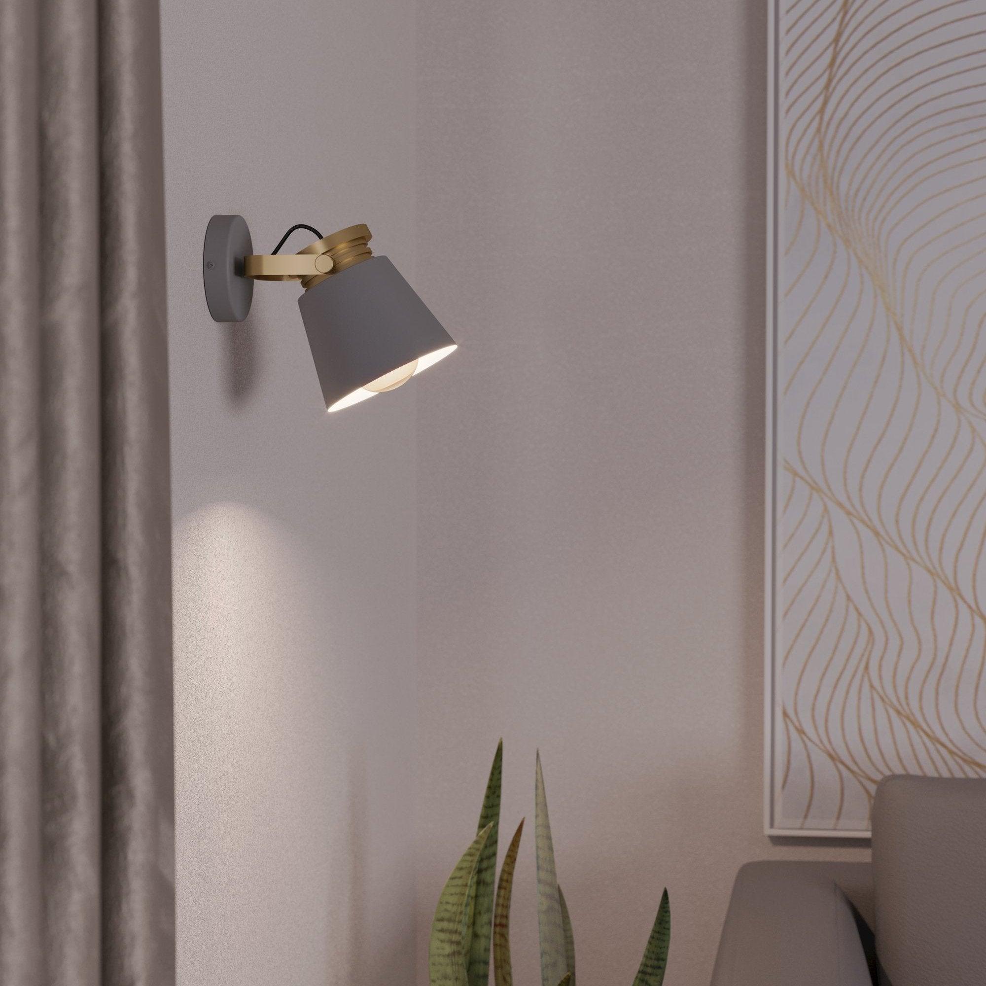 eglo twicken grey gold wall spotlight