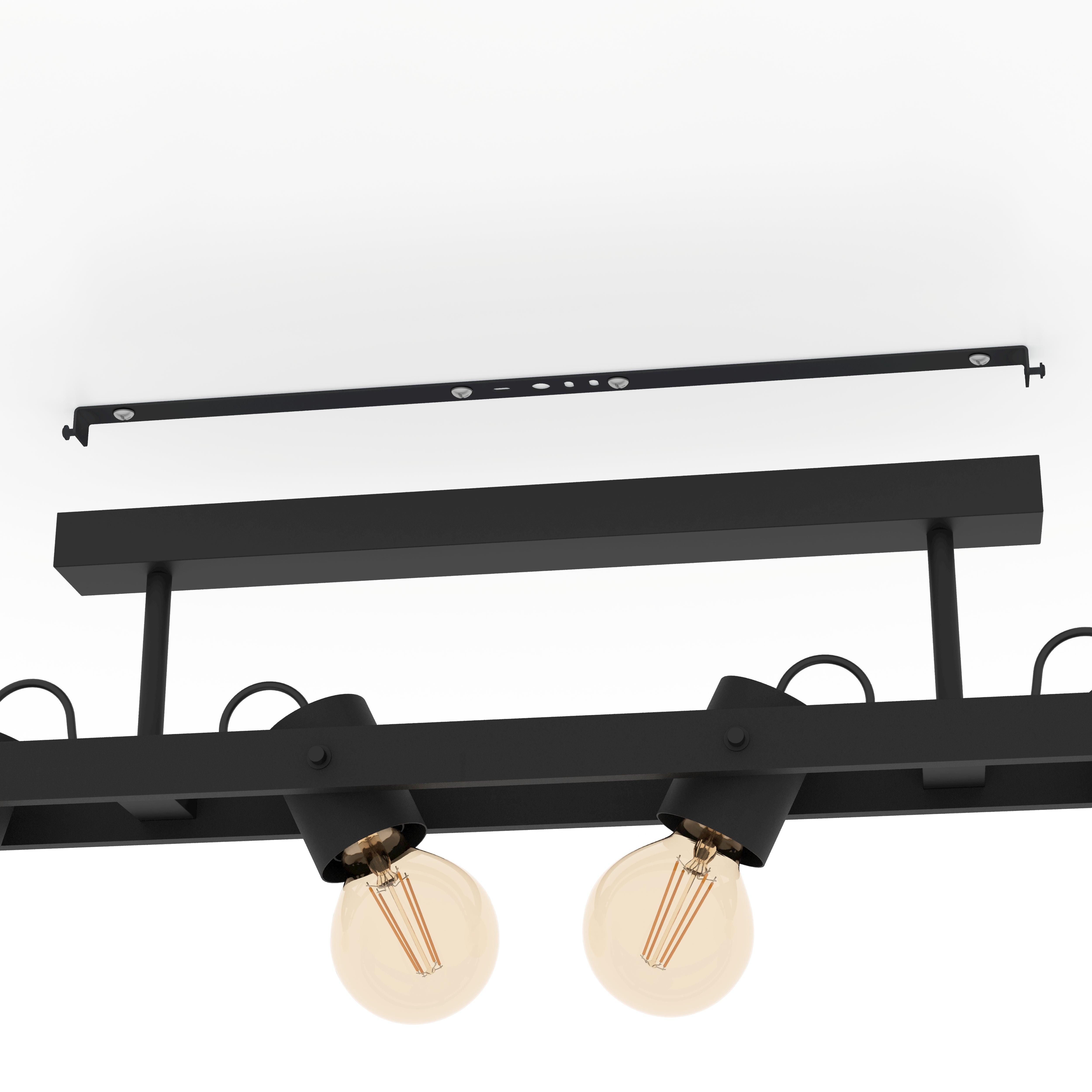 eglo plimsoll flush black 4 light ceiling light Kitchen Lighting Close Up
