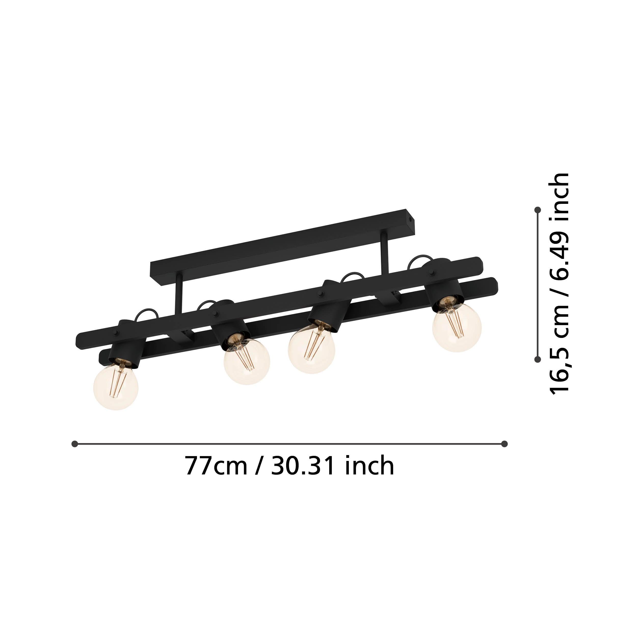 eglo plimsoll flush black 4 light ceiling light living room close up