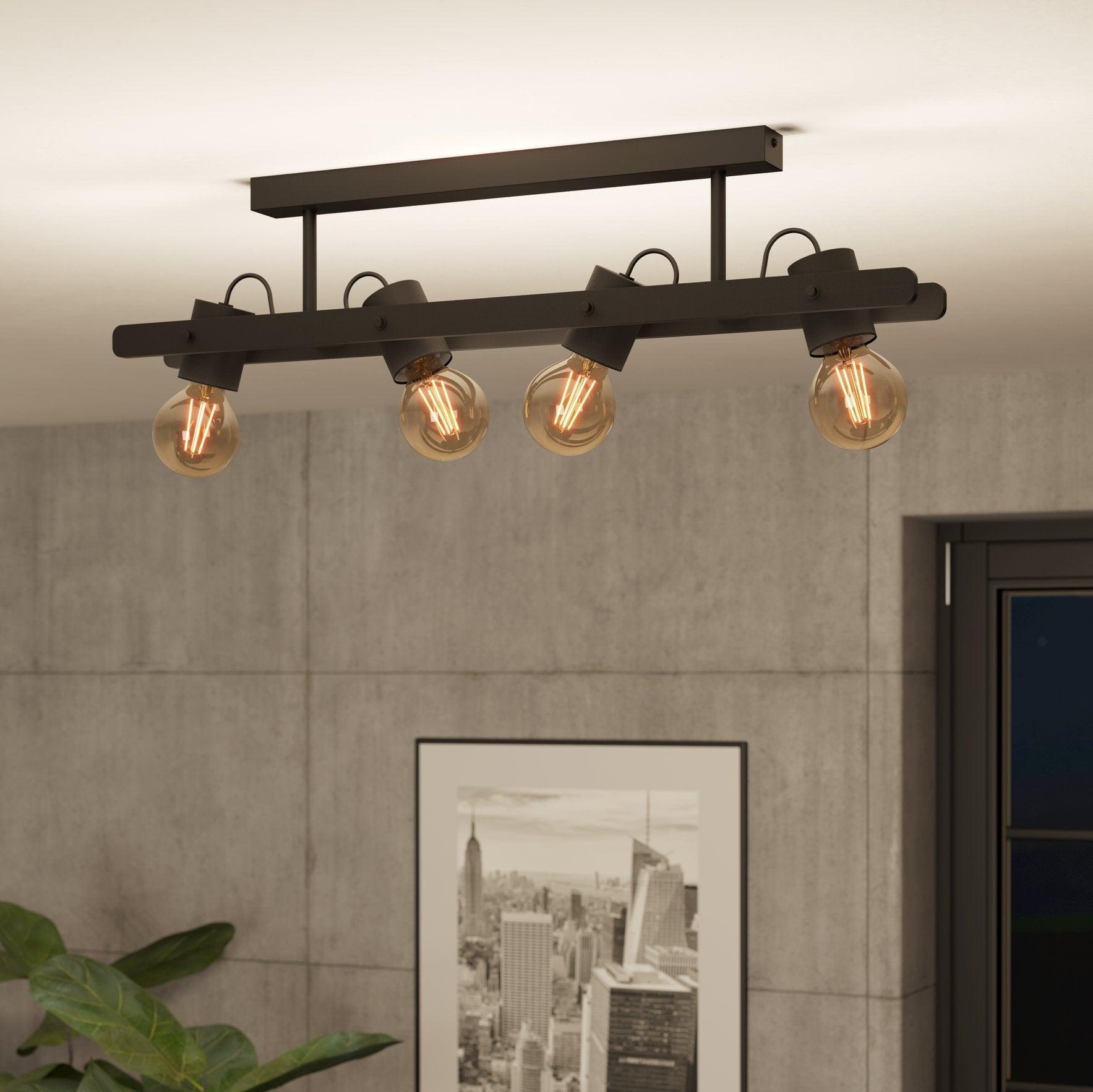 eglo plimsoll flush black 4 light ceiling light