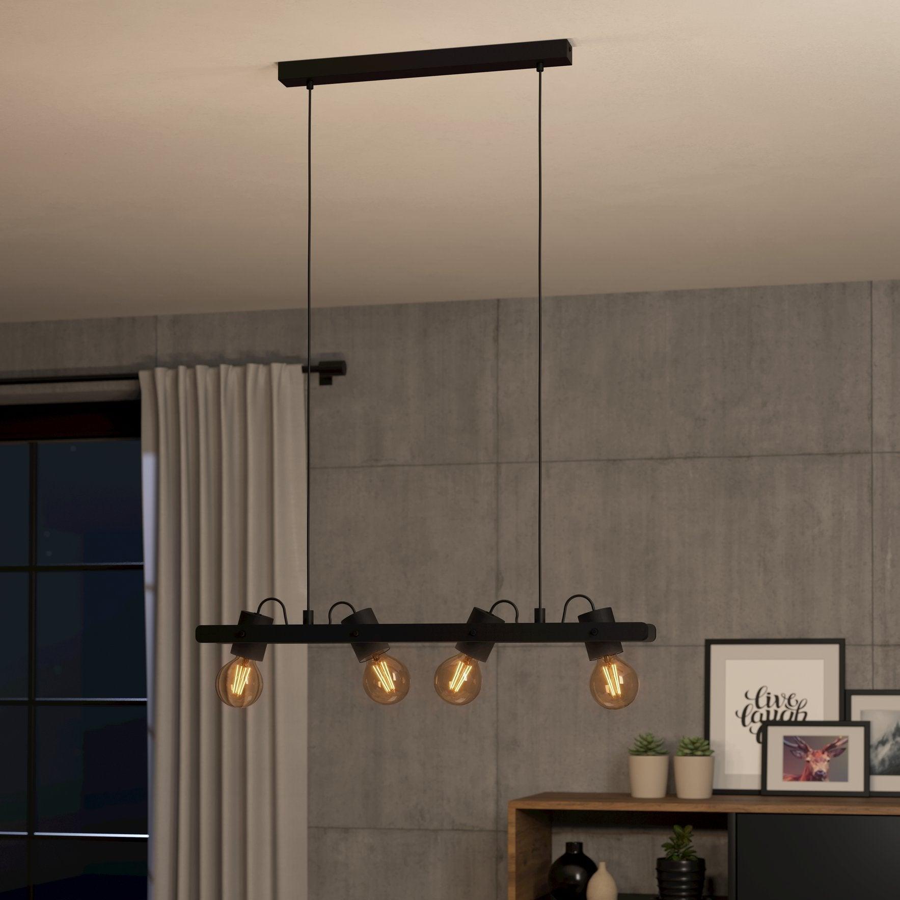 eglo plimsoll black 4 light bar ceiling pendant