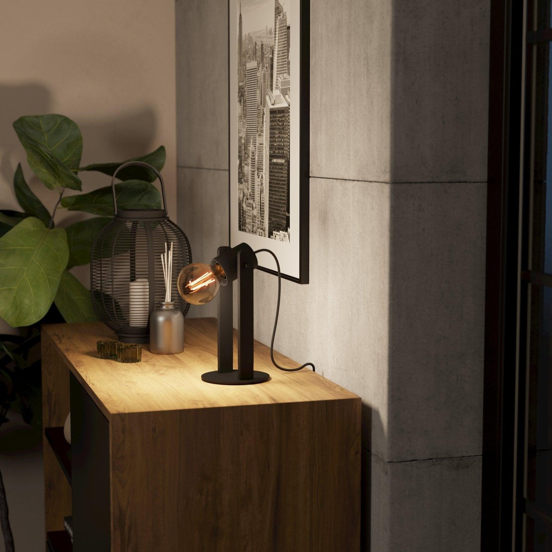eglo plimsoll black metal table lamp