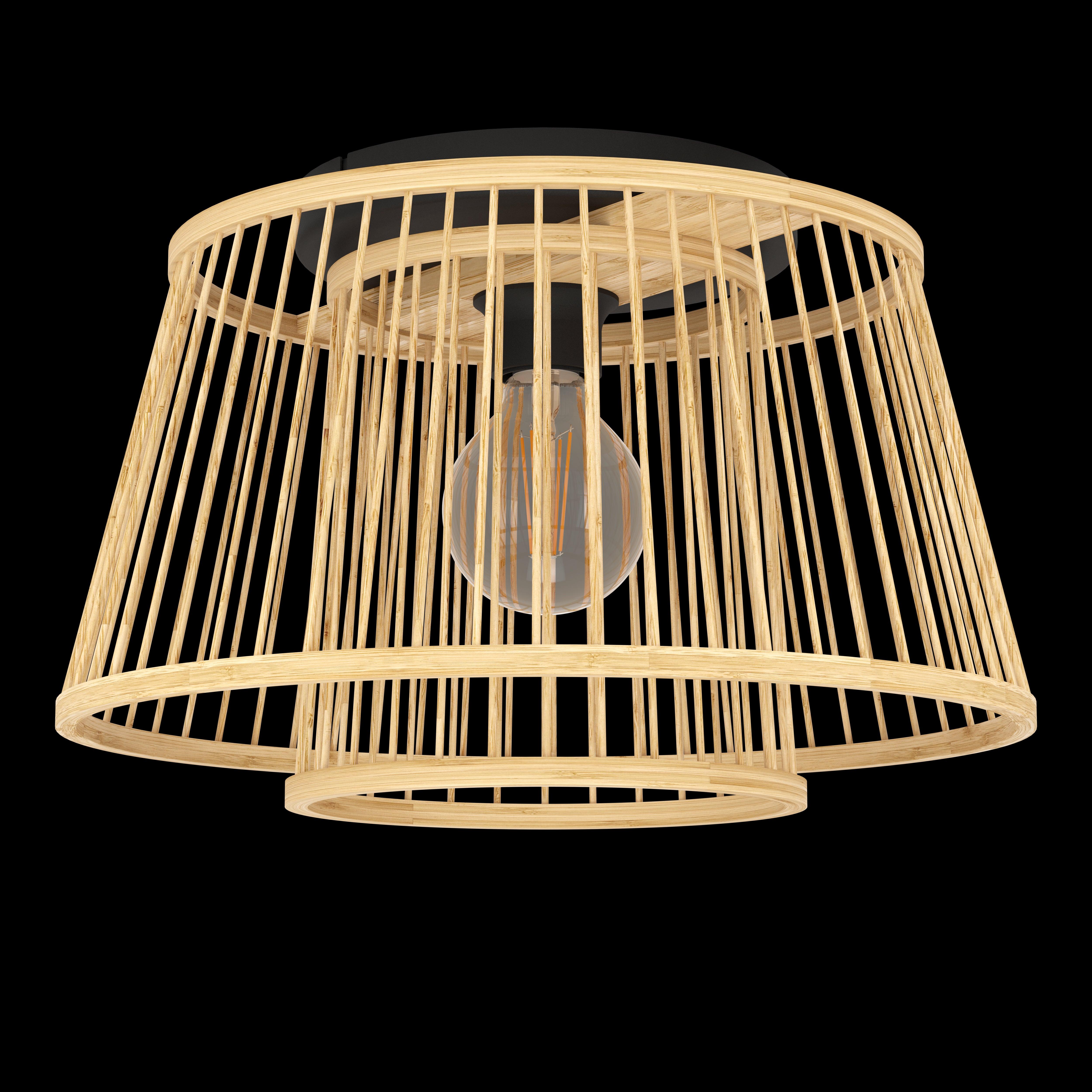 eglo hykeham natural wood flush ceiling light living room image