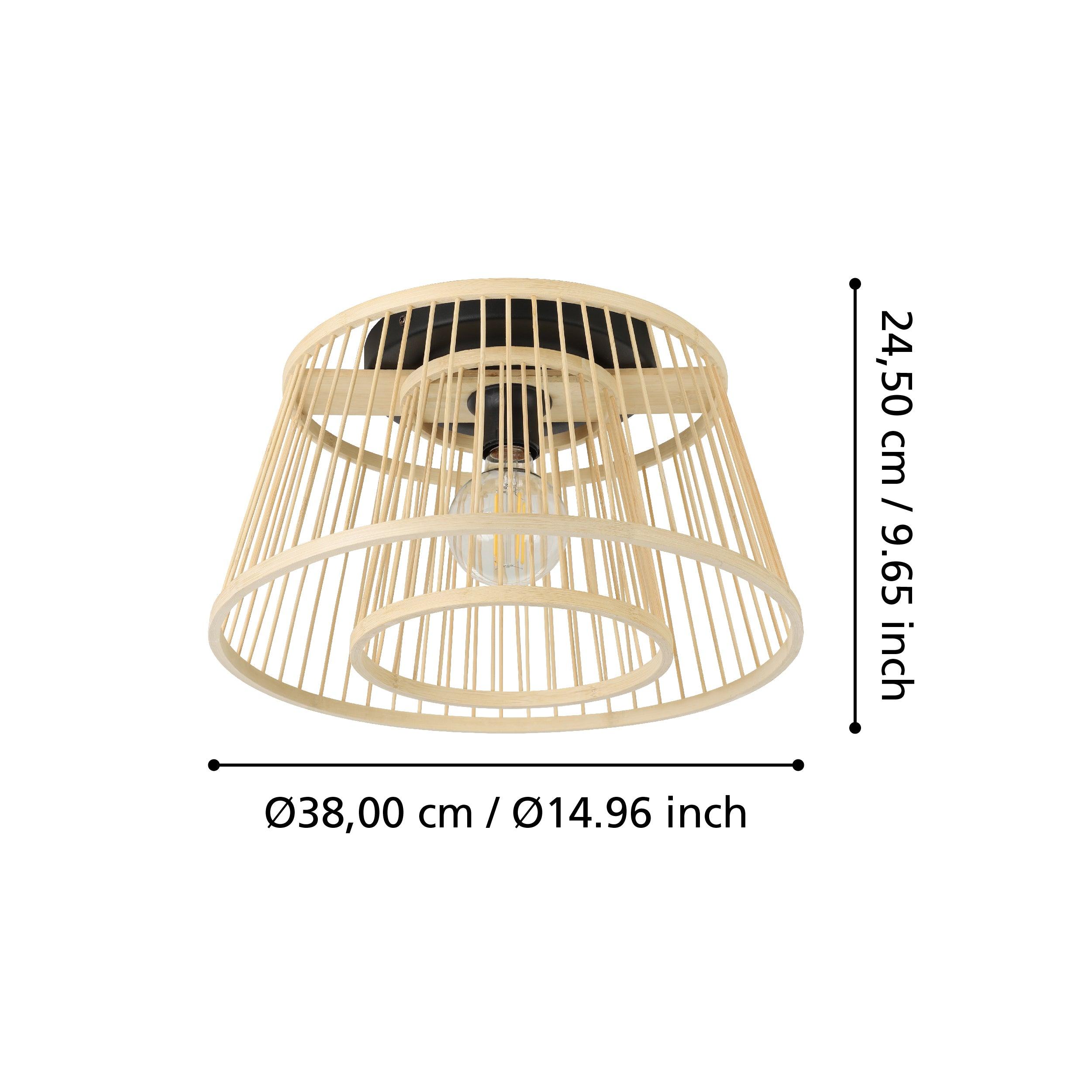 eglo hykeham natural wood flush ceiling light living room close up
