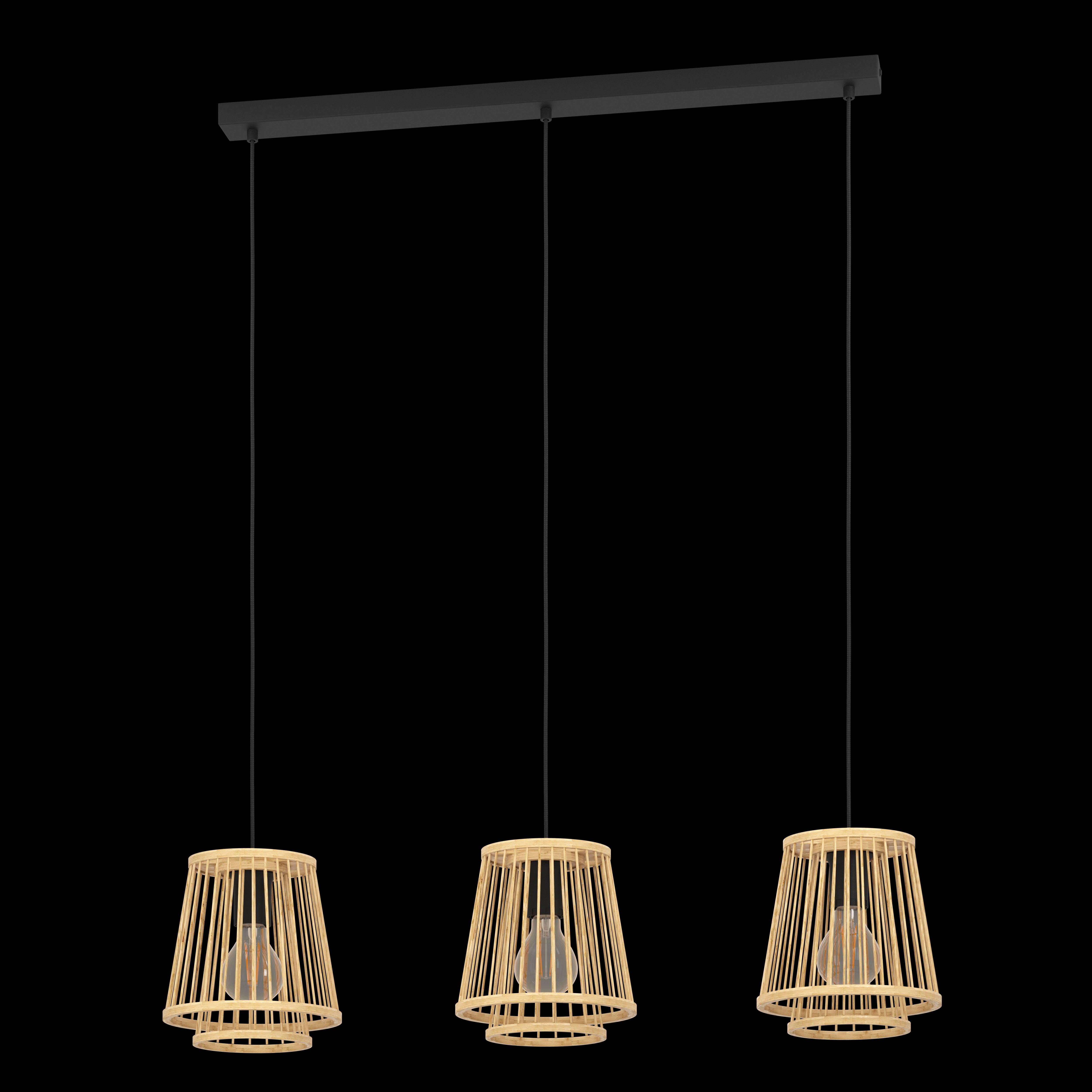 eglo hykeham 3 light bamboo lamp shade ceiling pendant living room image