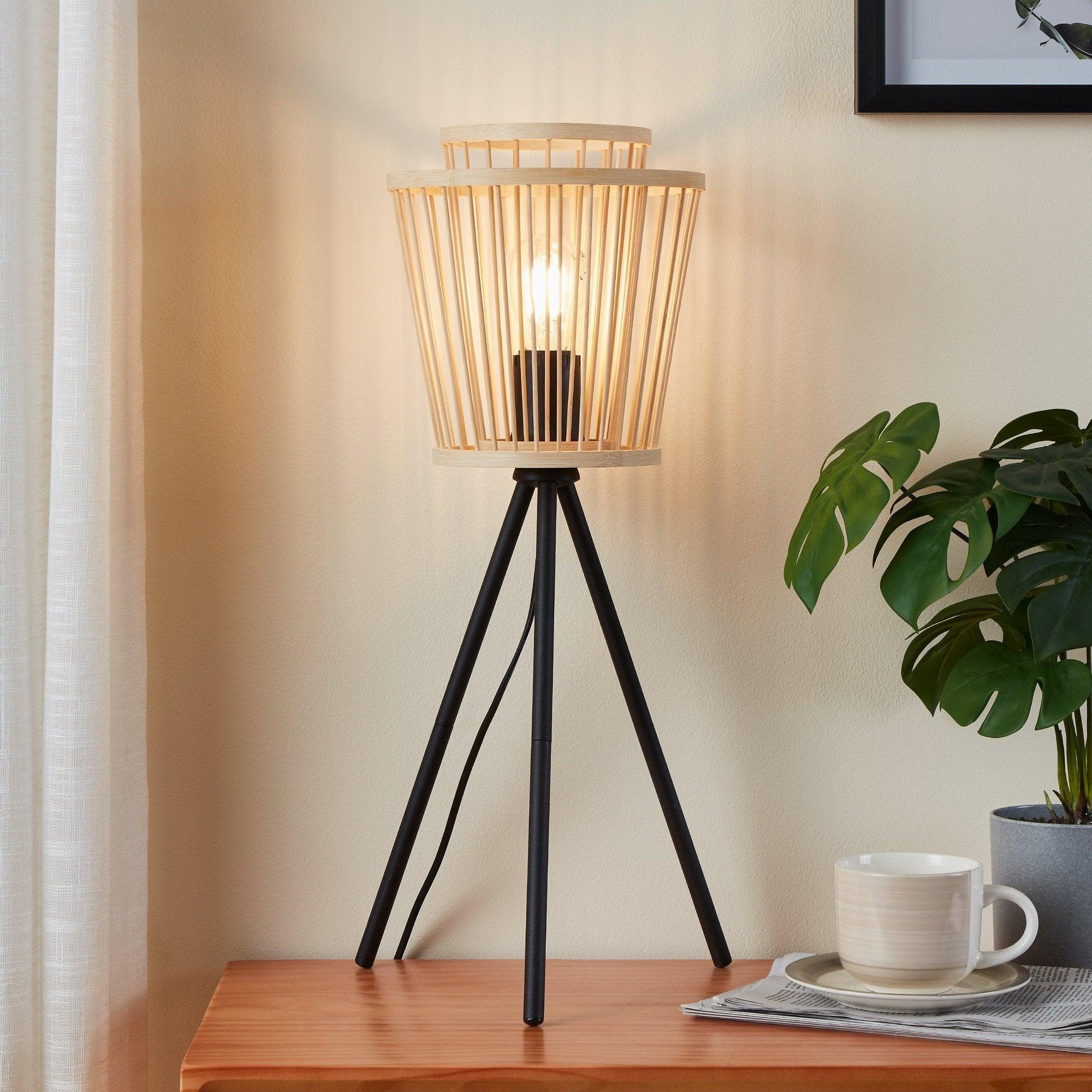 eglo hykeham bamboo tripod table lamp