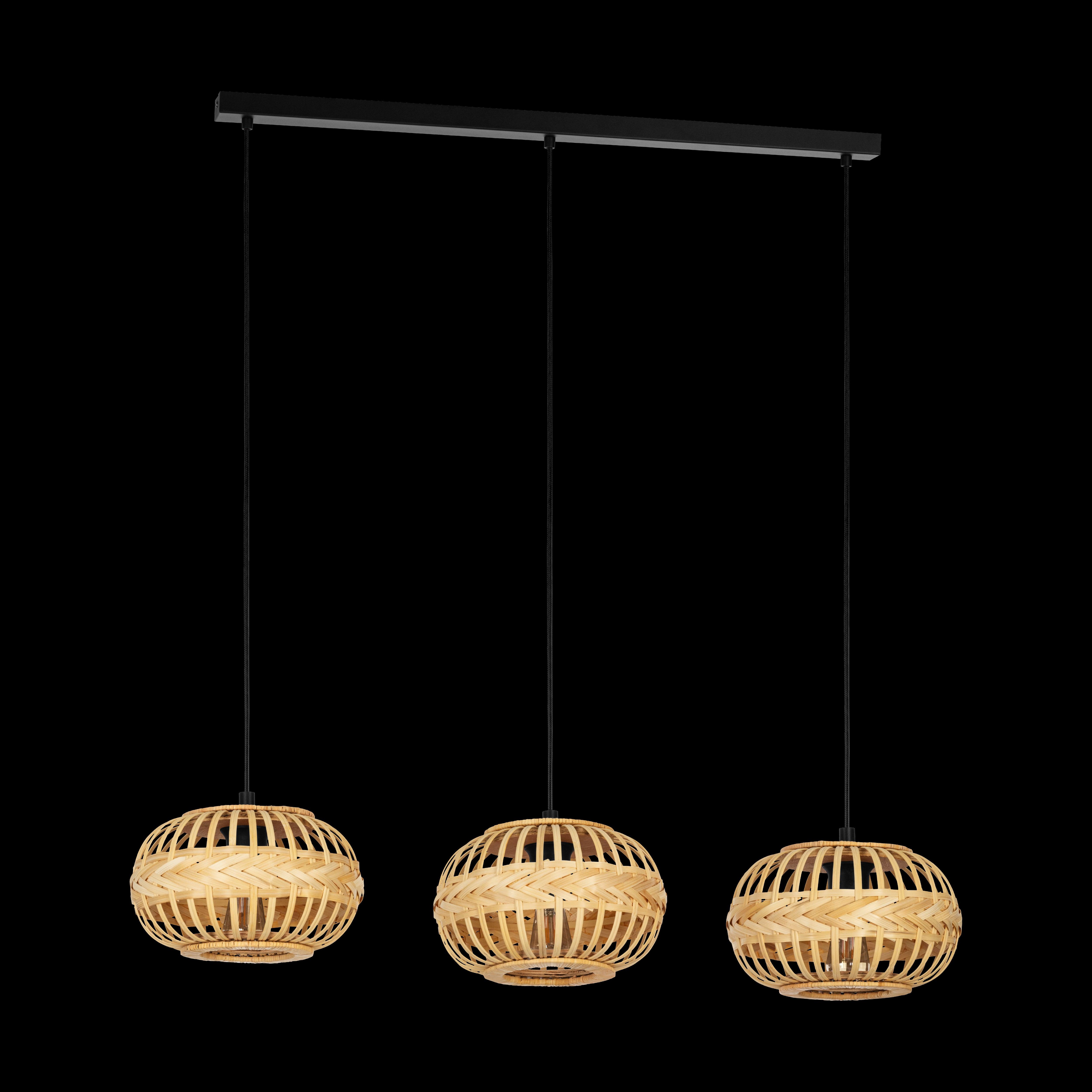 eglo amsfield 1 3 light round bamboo shaded ceiling pendant kitchen lighting