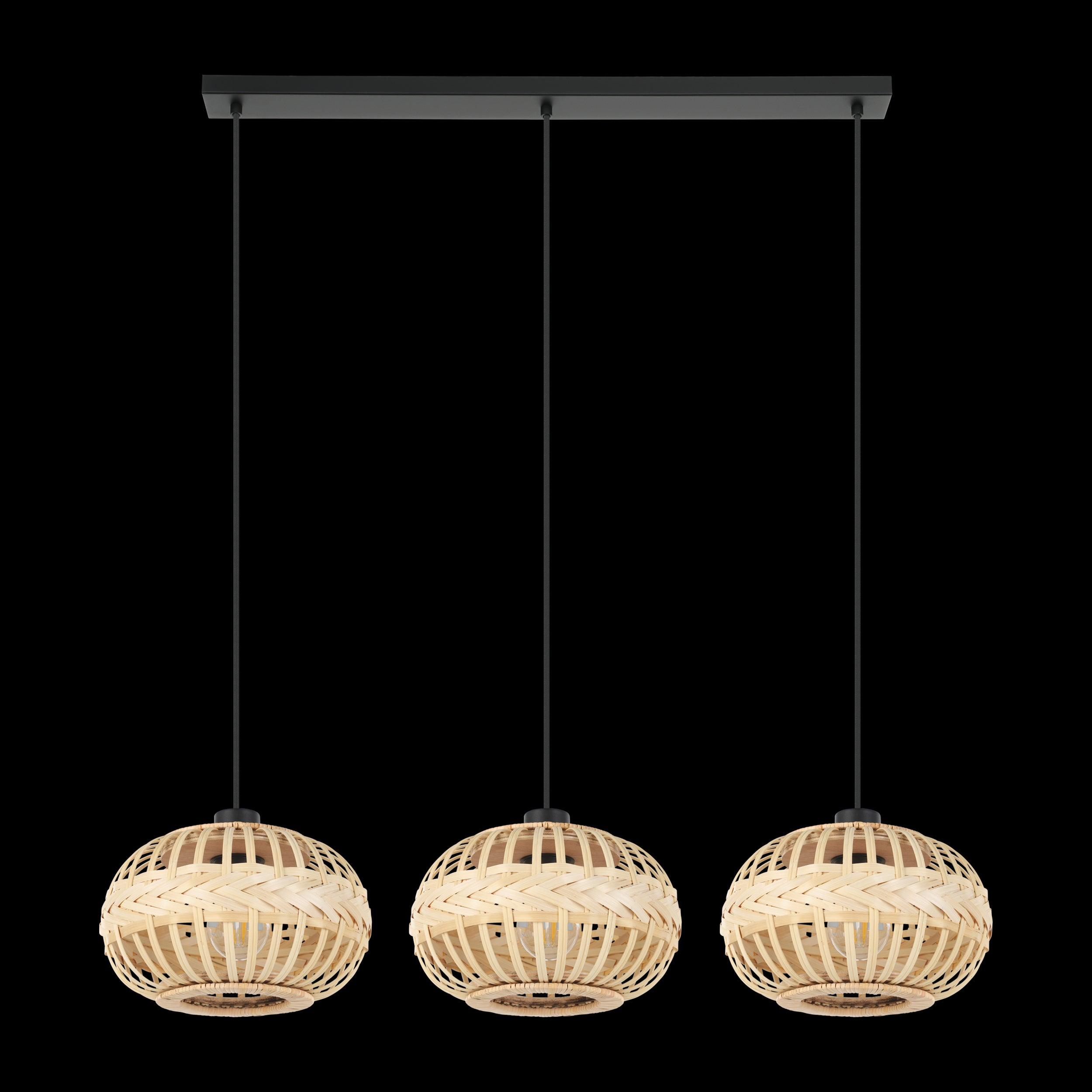 eglo amsfield 1 3 light round bamboo shaded ceiling pendant living room image