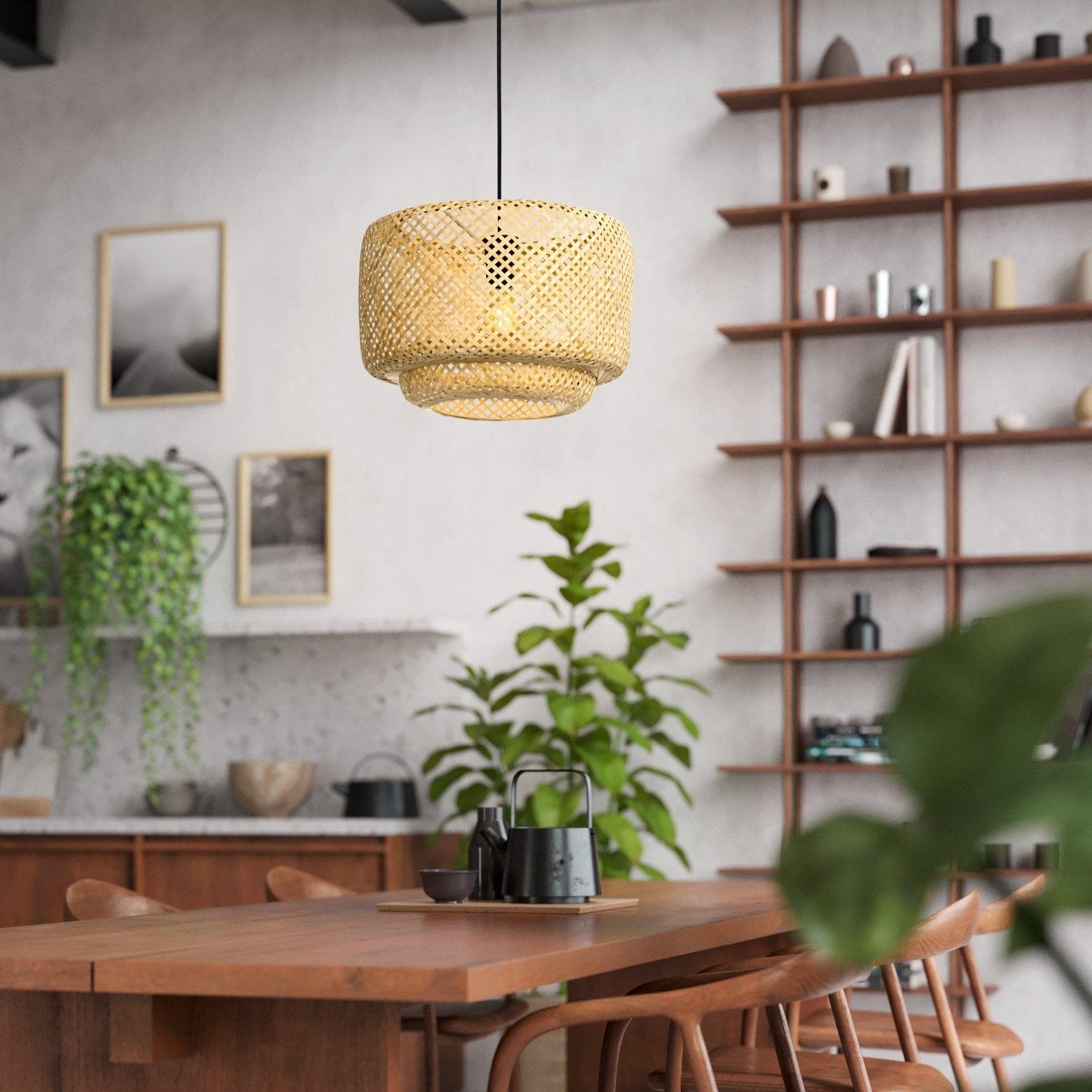 eglo hettonle rattan wicker ceiling pendant living room image