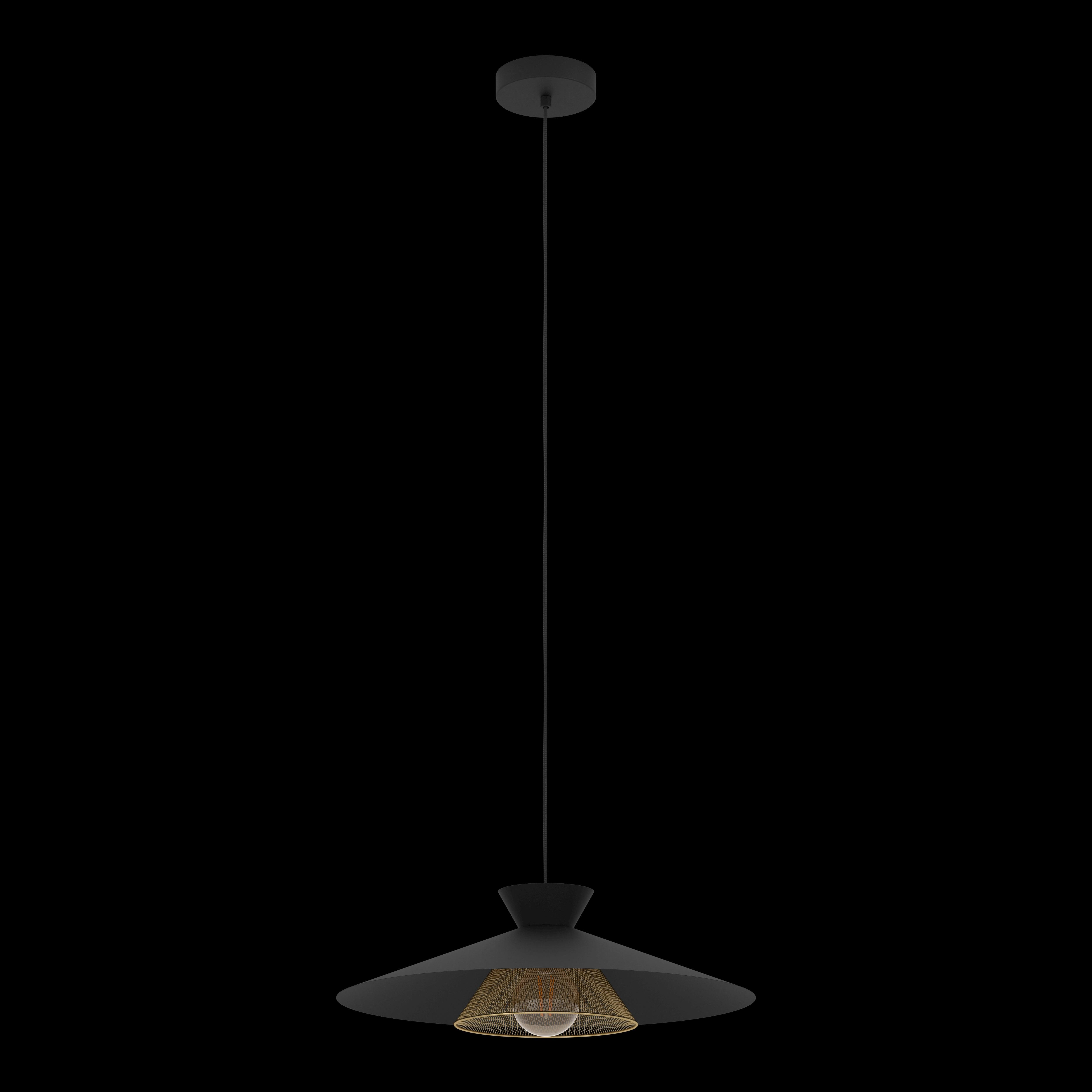 eglo grizedale black brass japanese inspired ceiling pendant living room close up