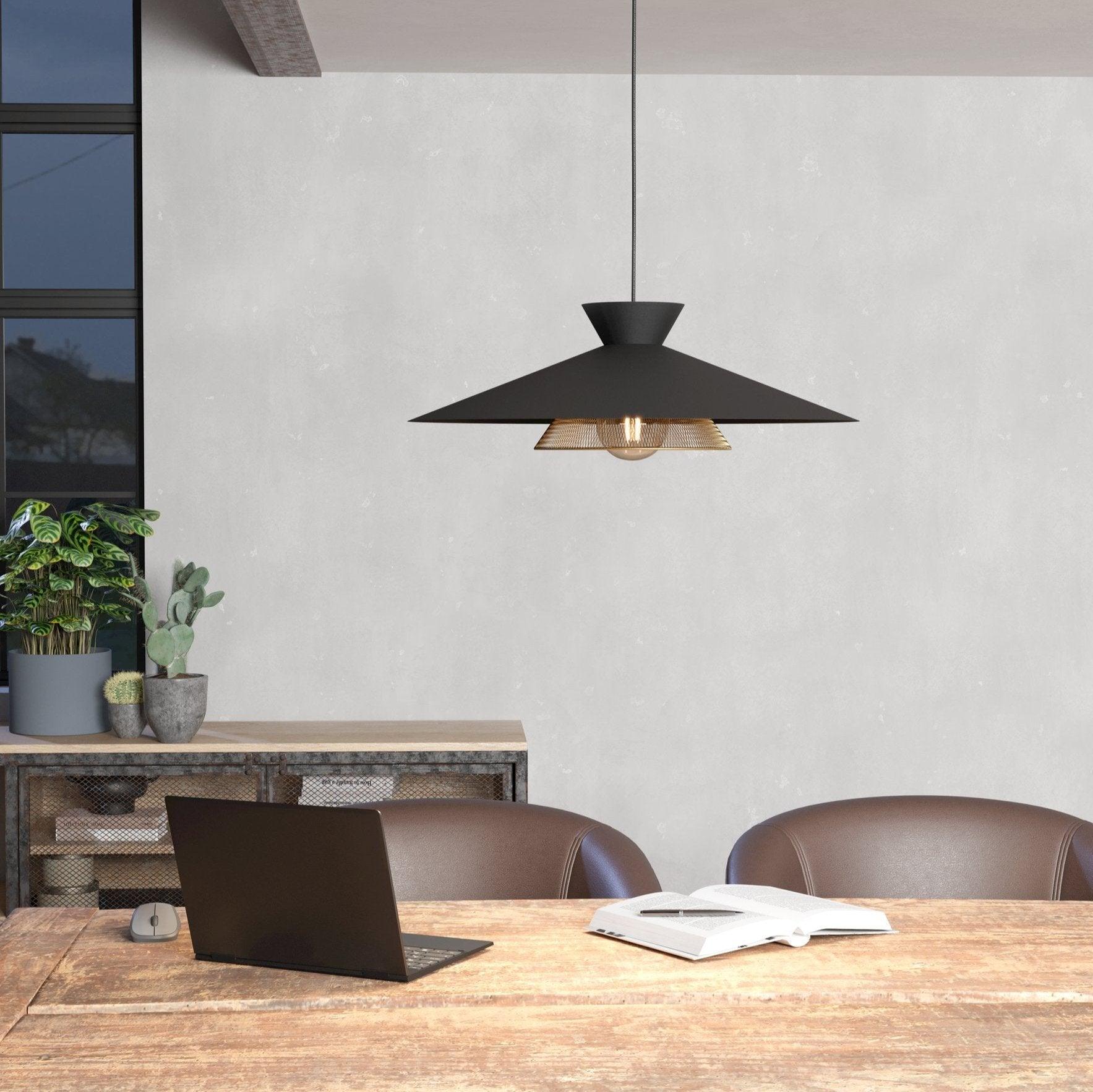 eglo grizedale black brass japanese inspired ceiling pendant