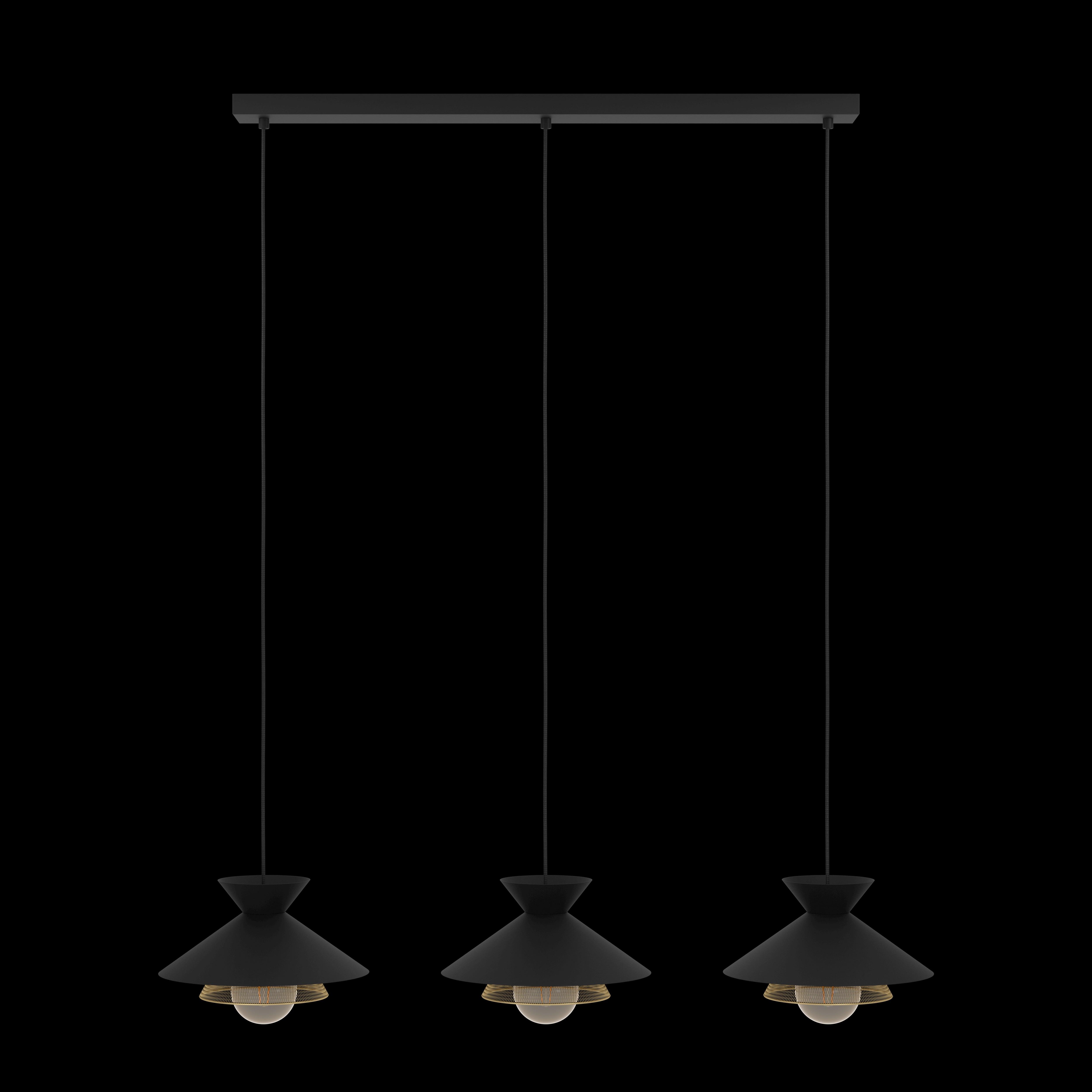 eglo grizedale 3 light black brass japanese inspired ceiling pendant living room image