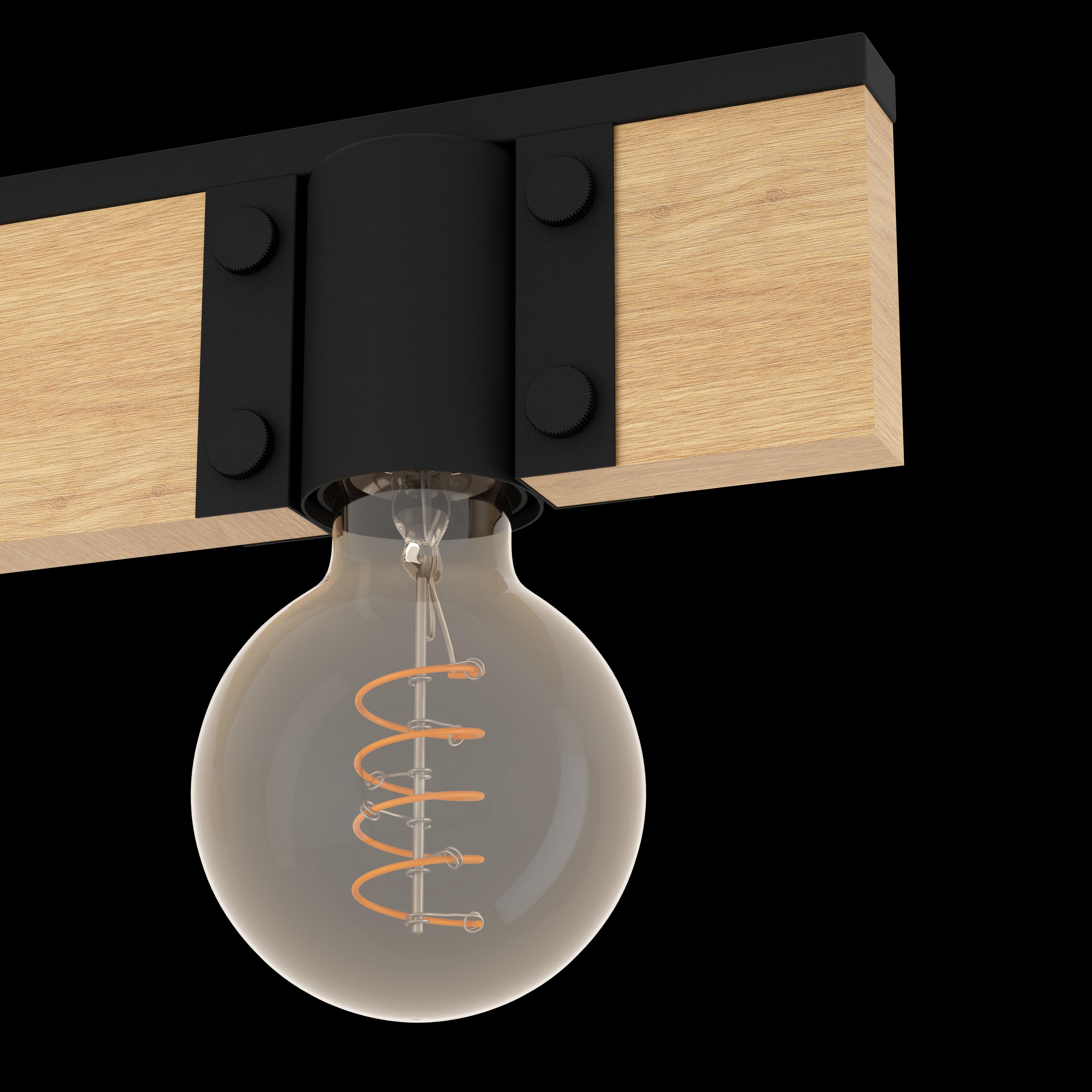 eglo bailrigg 3 light wood black bar flush ceiling light Kitchen Lighting Close Up