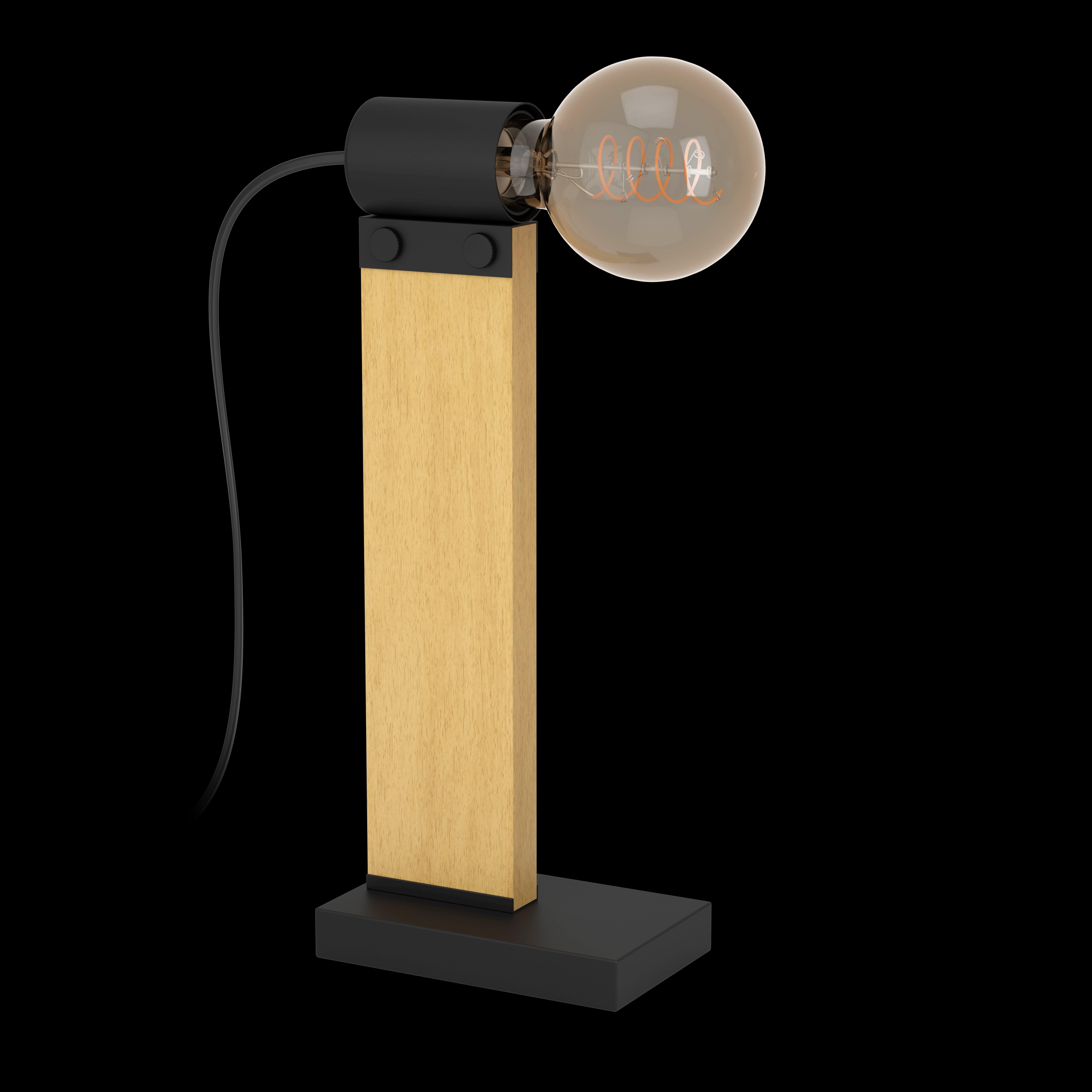 eglo bailrigg wood and black metal table lamp living room image