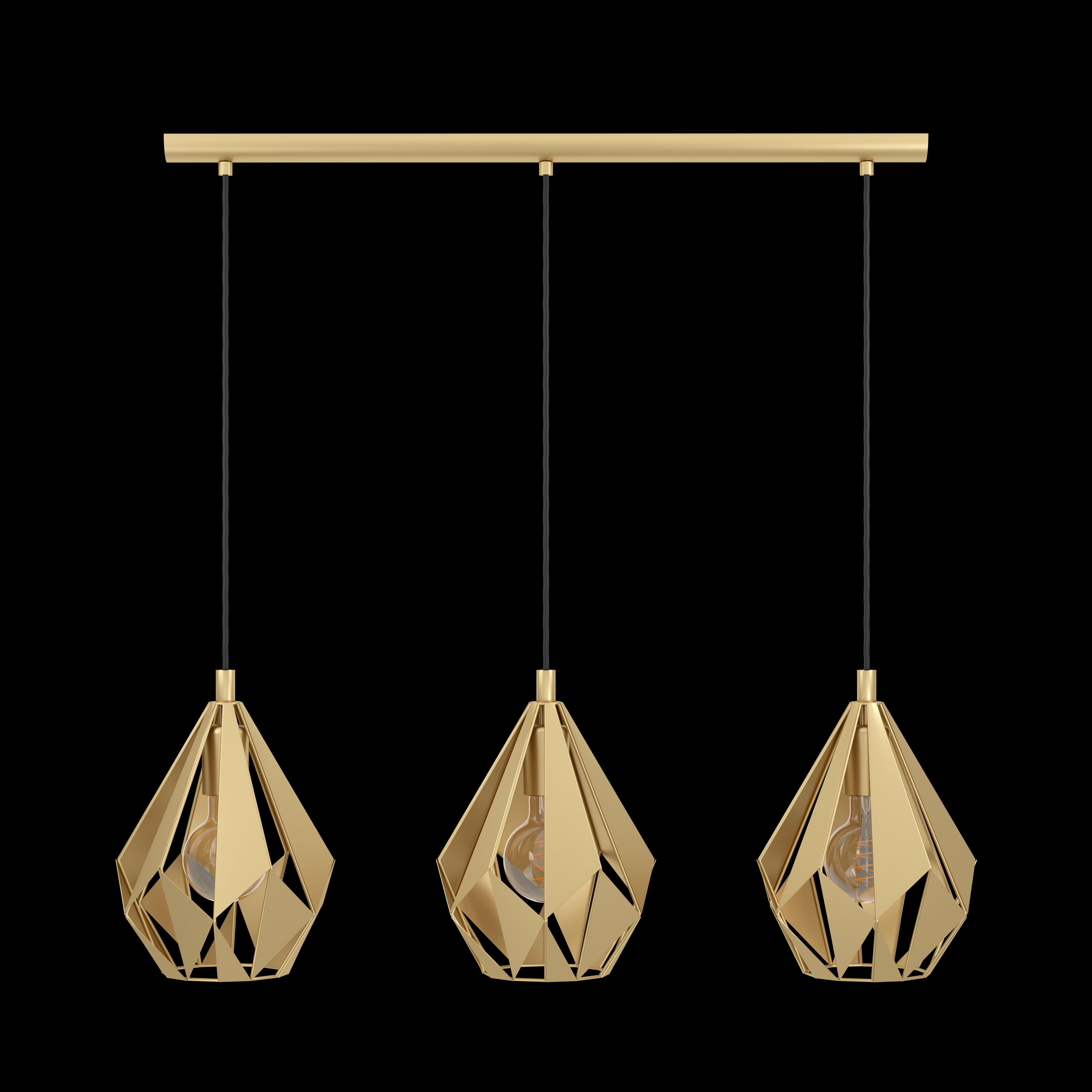 eglo carlton 3 light gold ceiling pendant living room image