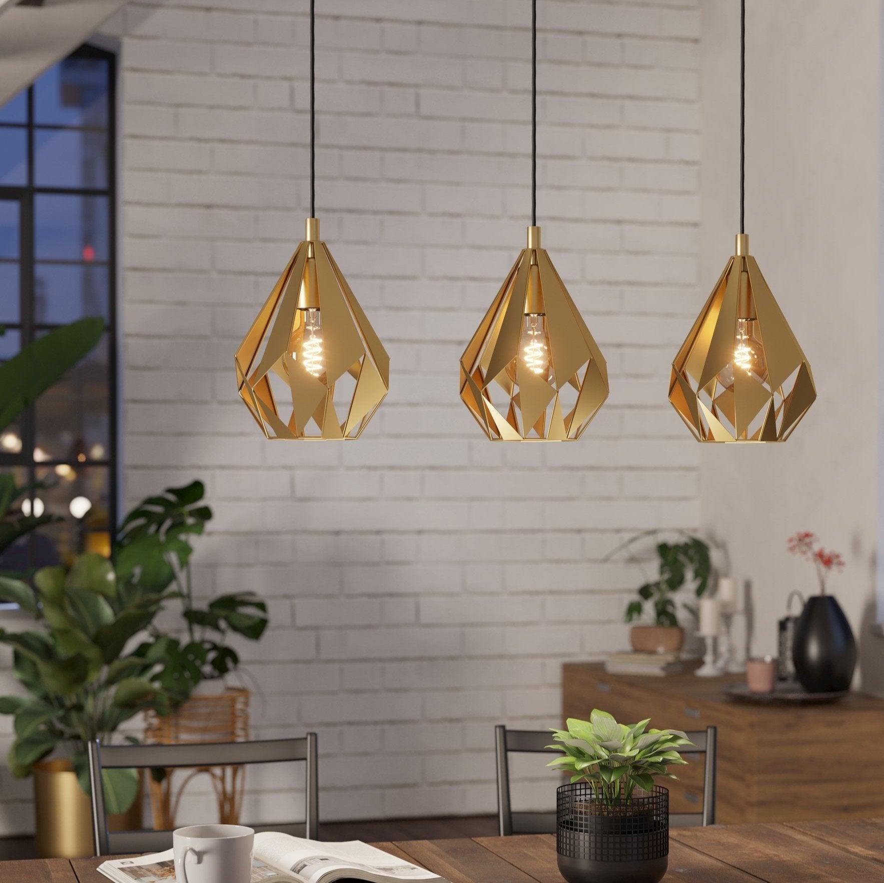 eglo carlton 3 light gold ceiling pendant