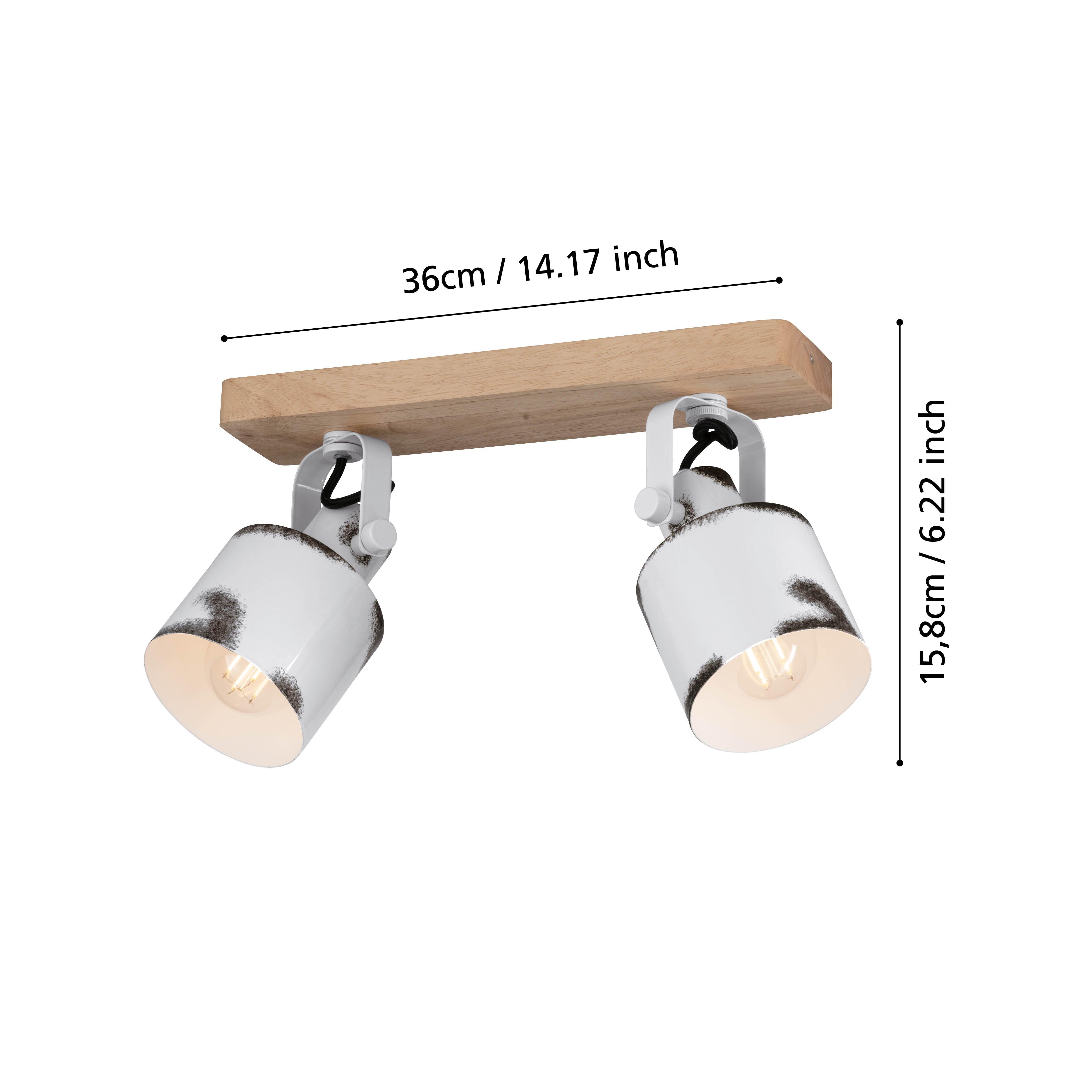 eglo kilburn wood white 2 light bar spotlight living room image