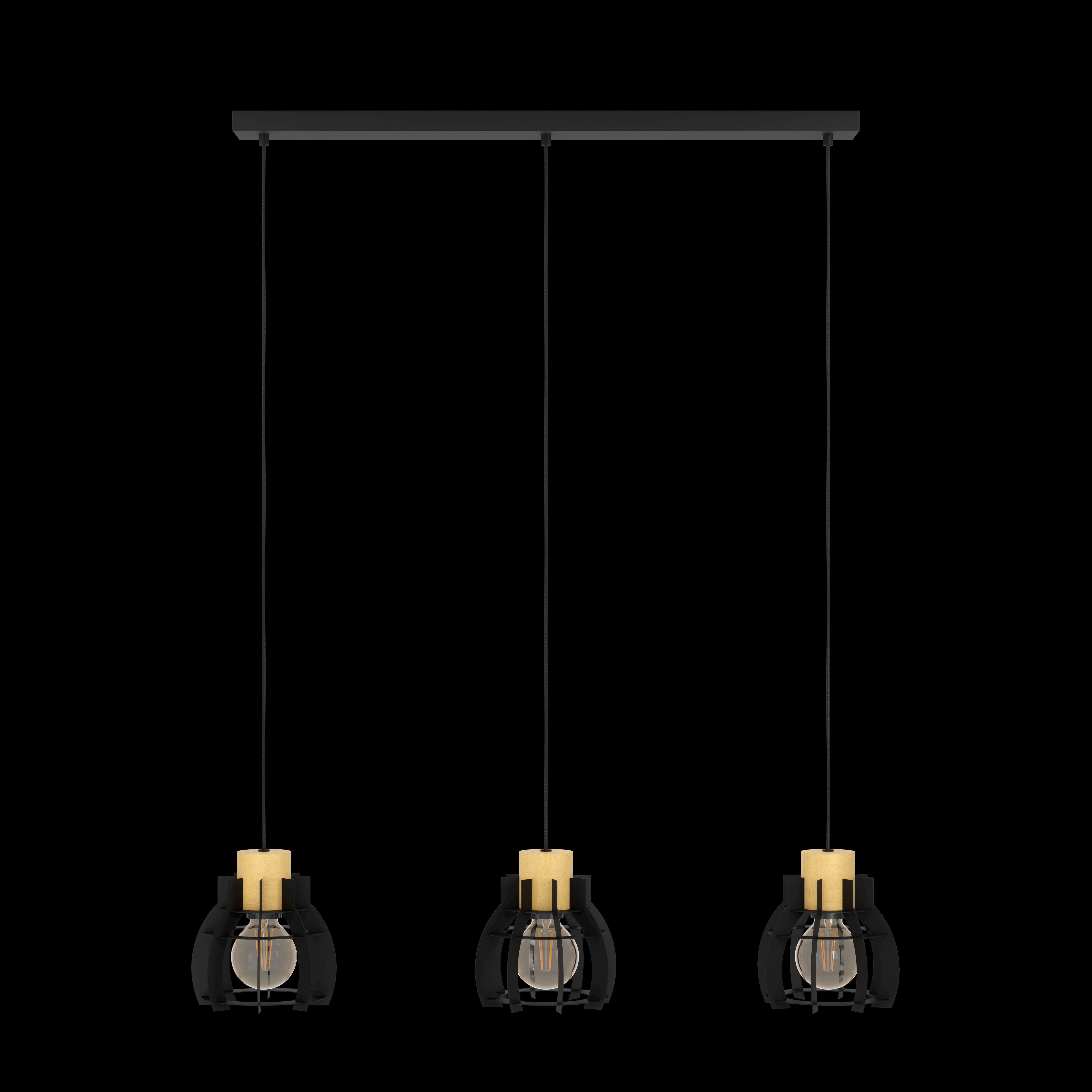 eglo stillington 1 flat black steel wood ceiling pendant living room image