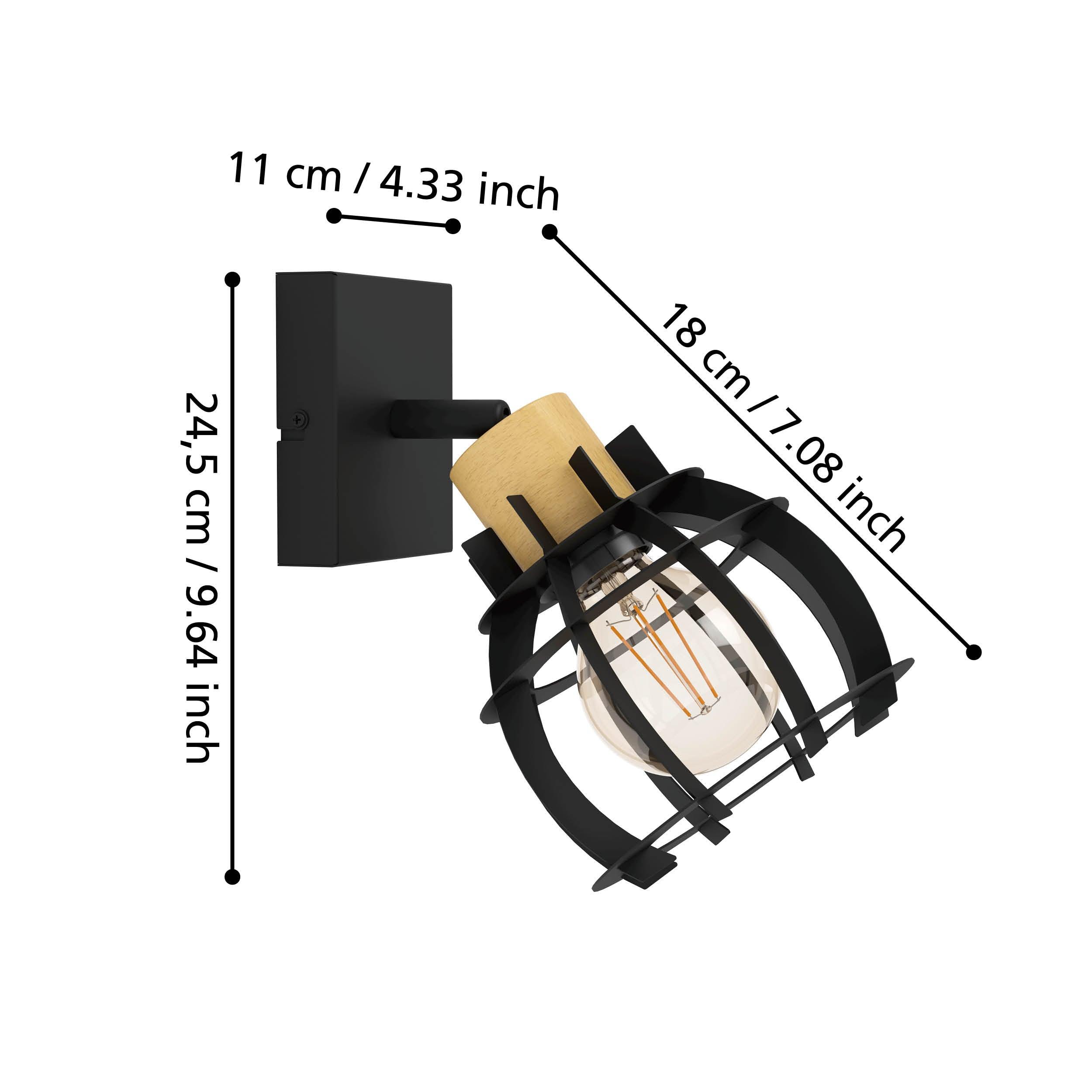 eglo stillington 1 wood black wall spotlight hallway lighting