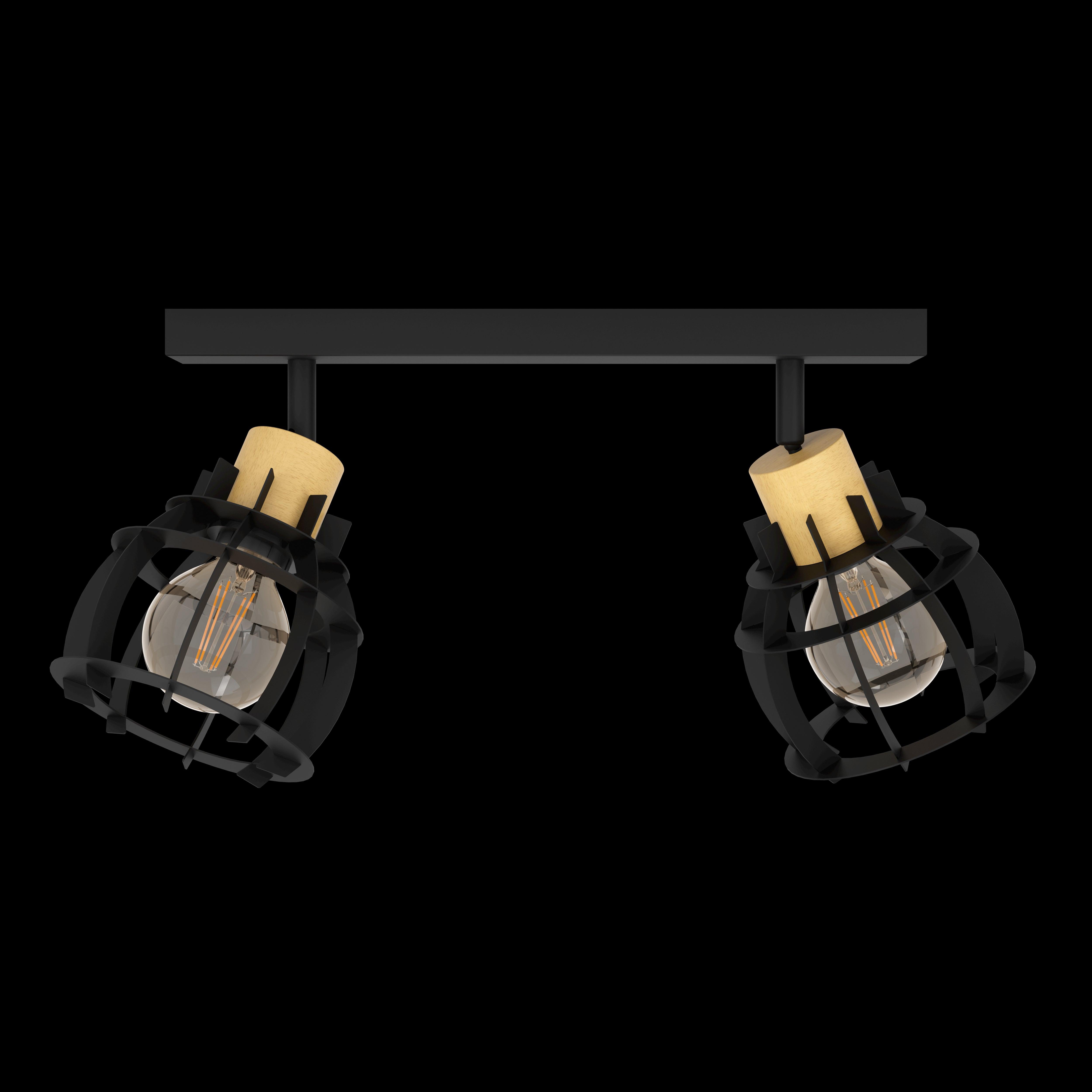 eglo stillington 1 wood black 2 light bar spotlight living room image