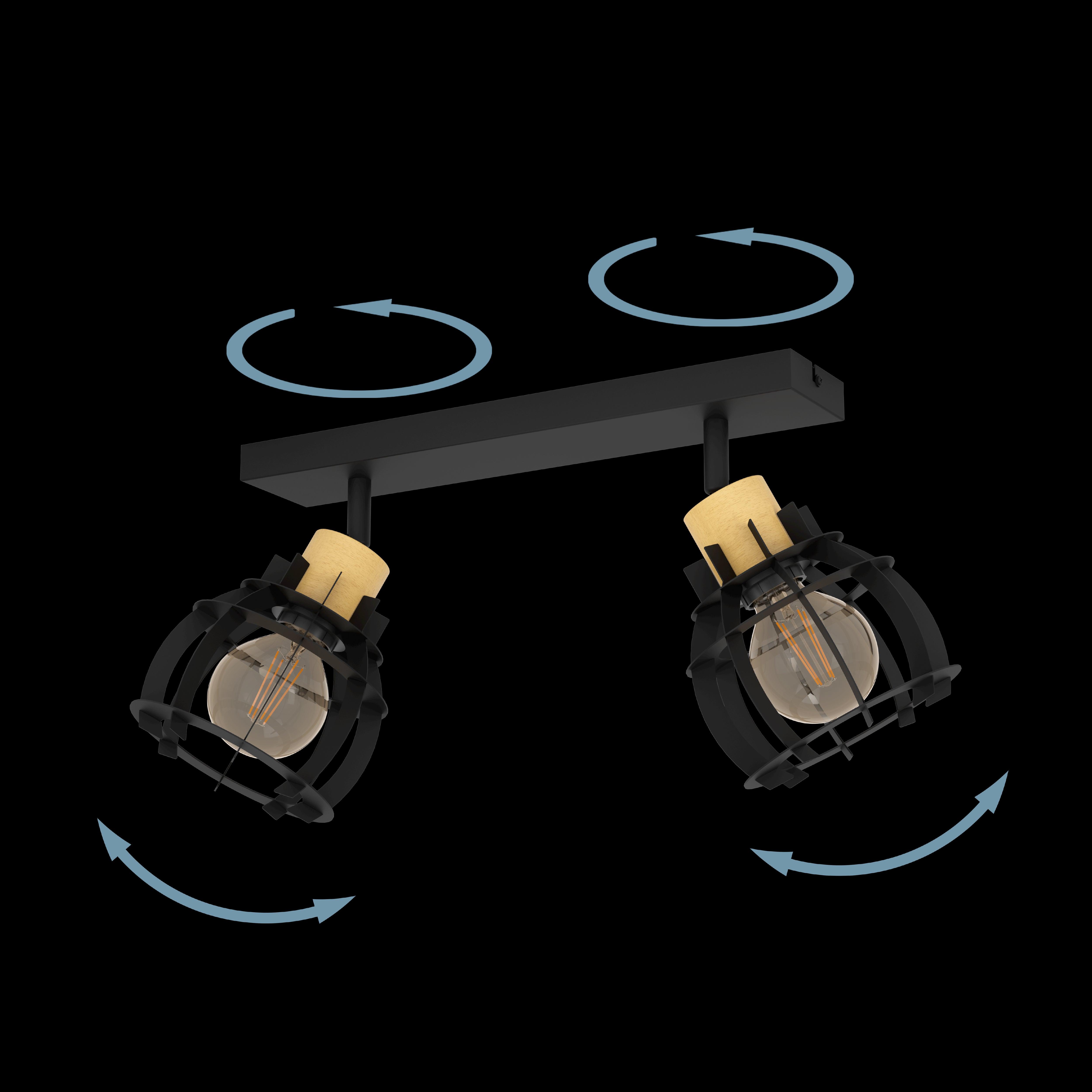 eglo stillington 1 wood black 2 light bar spotlight Kitchen Lighting Close Up