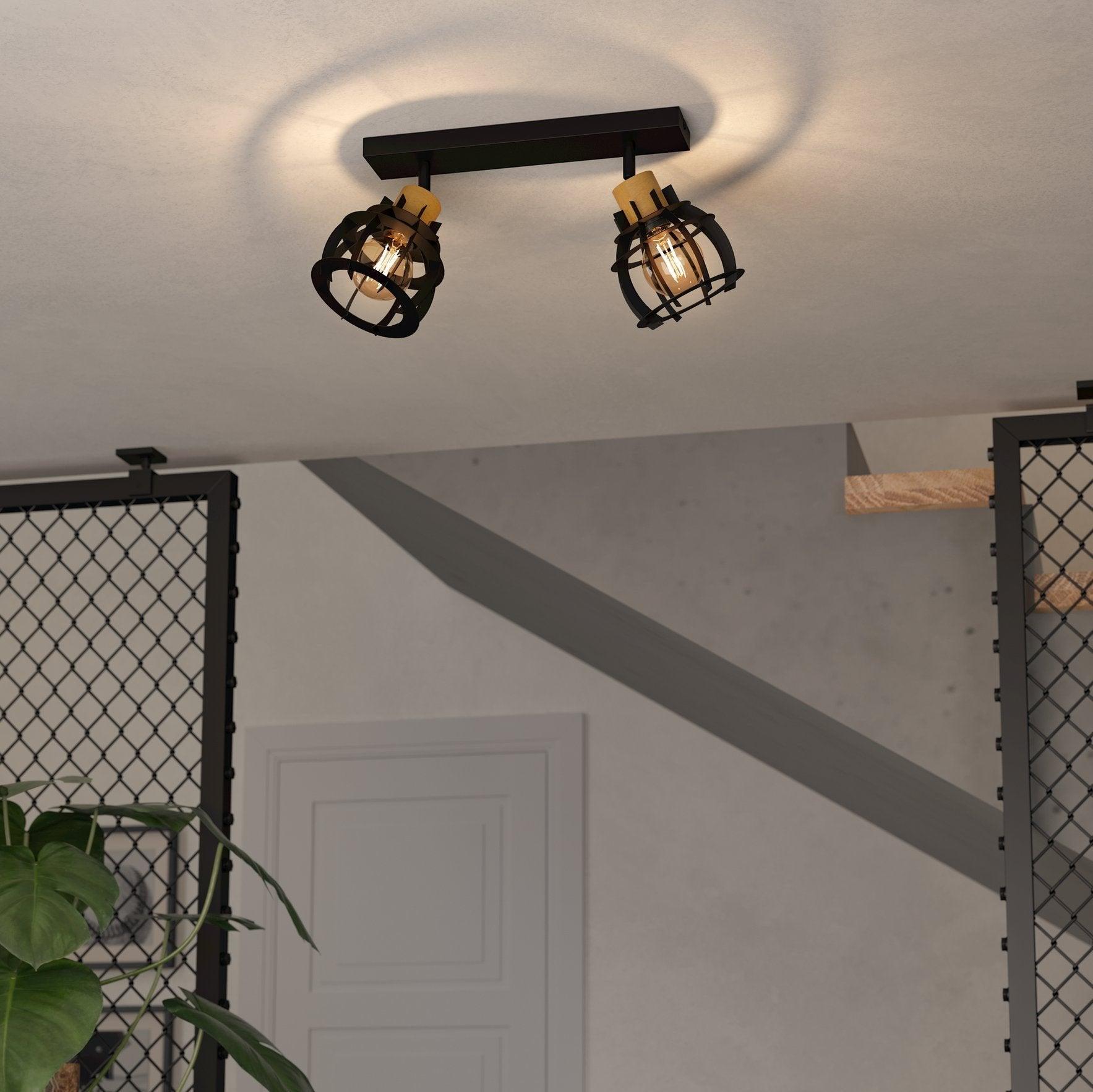 eglo stillington 1 wood black 2 light bar spotlight