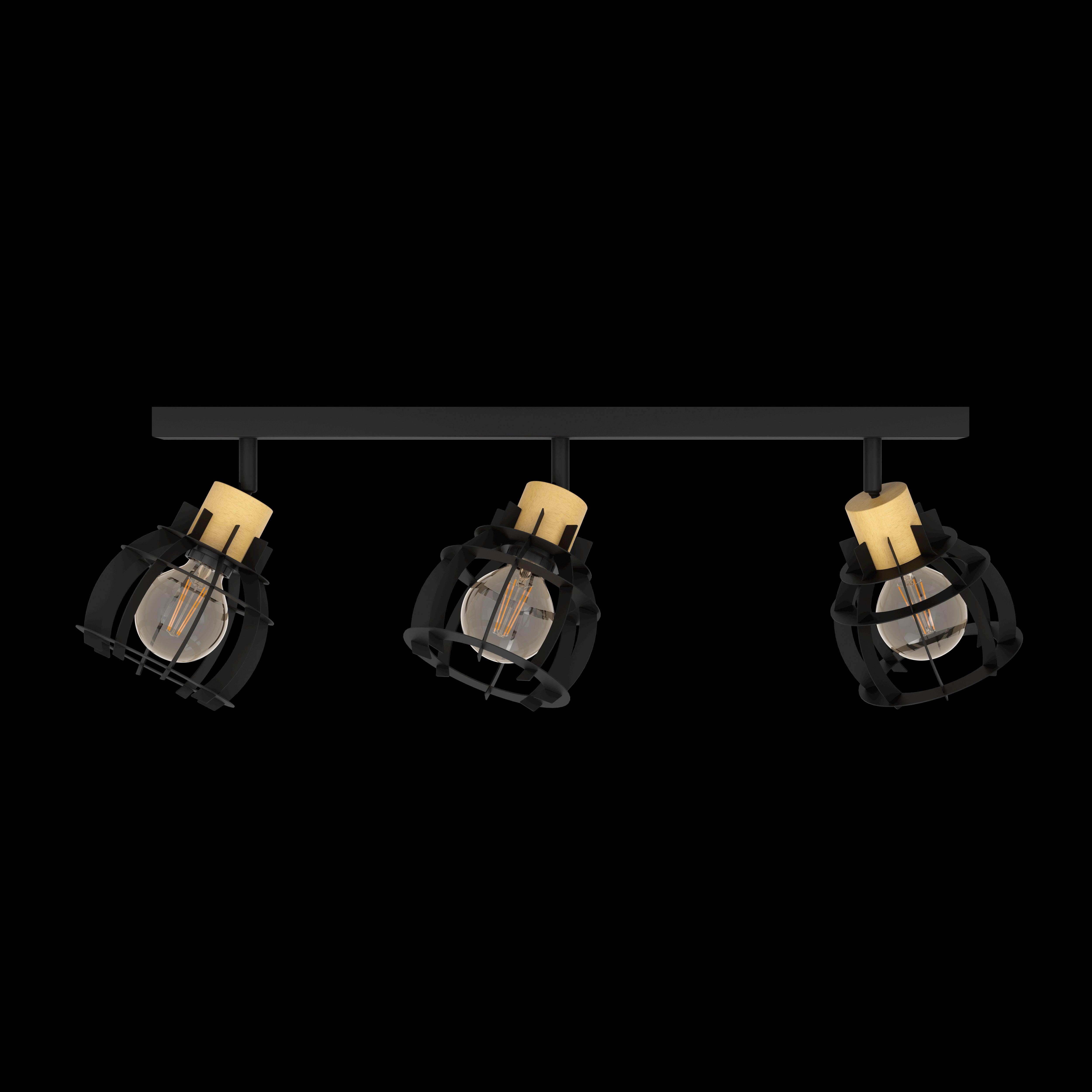 eglo stillington 1 wood black 3 light bar spotlight living room image