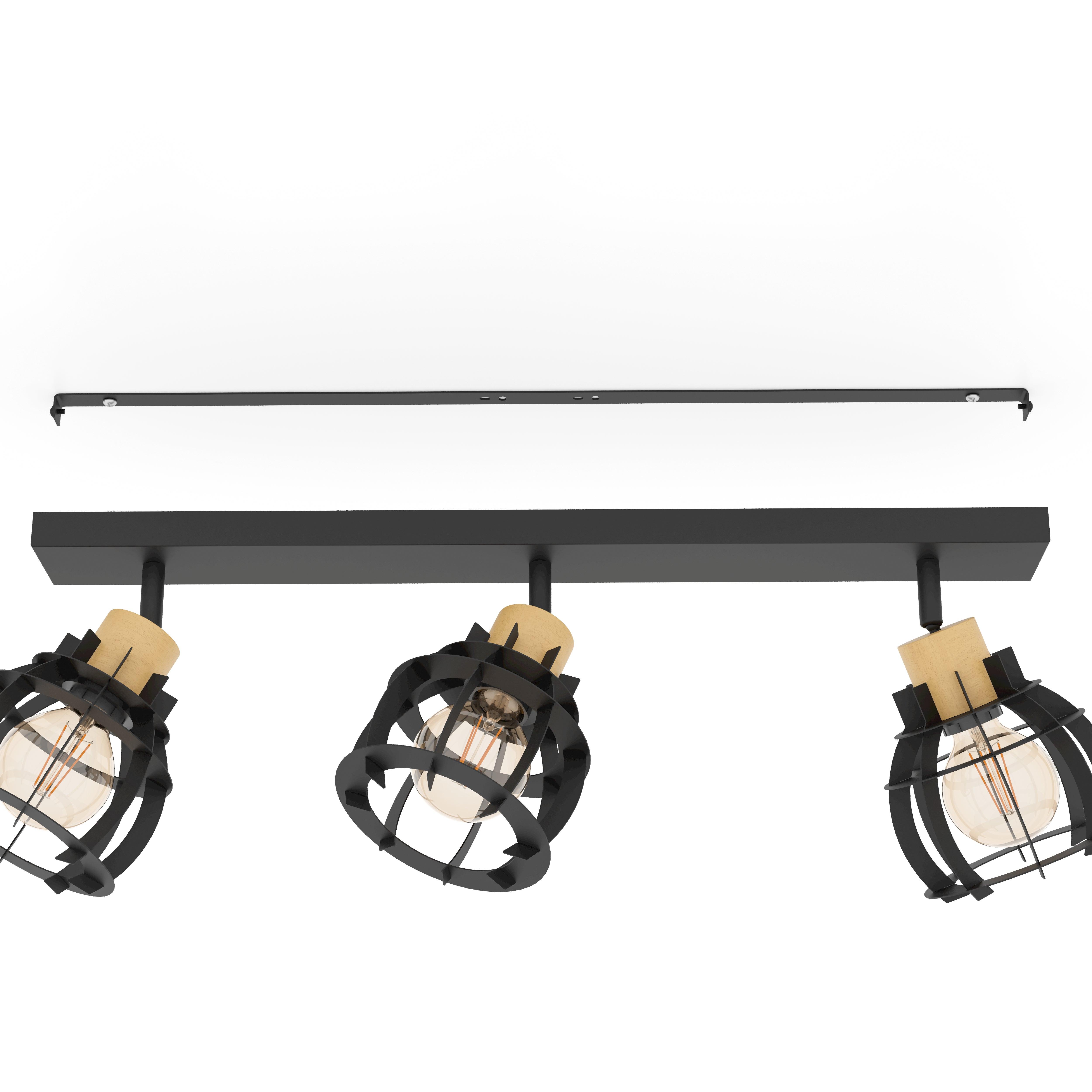 eglo stillington 1 wood black 3 light bar spotlight kitchen lighting