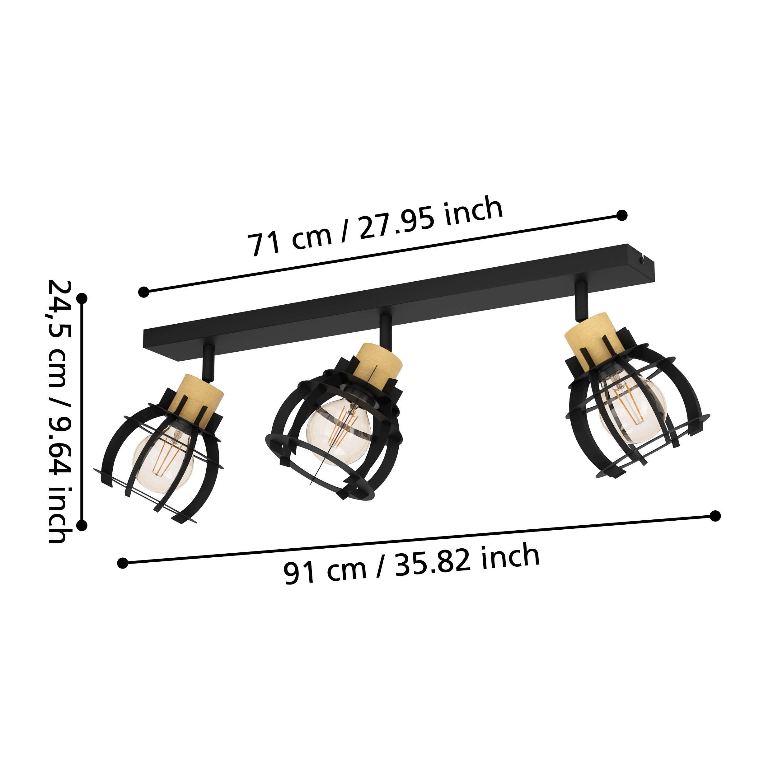 eglo stillington 1 wood black 3 light bar spotlight Kitchen Lighting Close Up