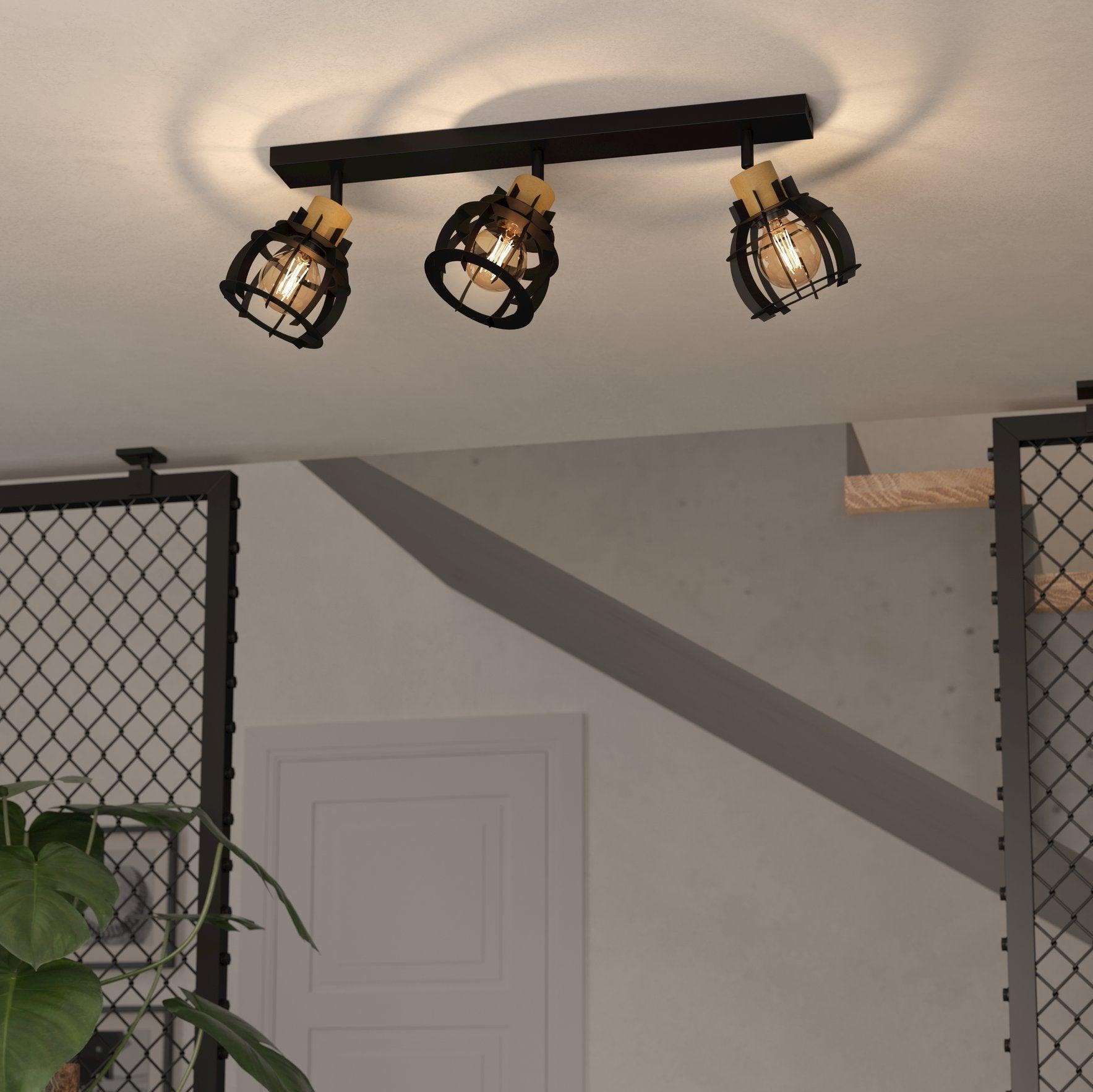 eglo stillington 1 wood black 3 light bar spotlight