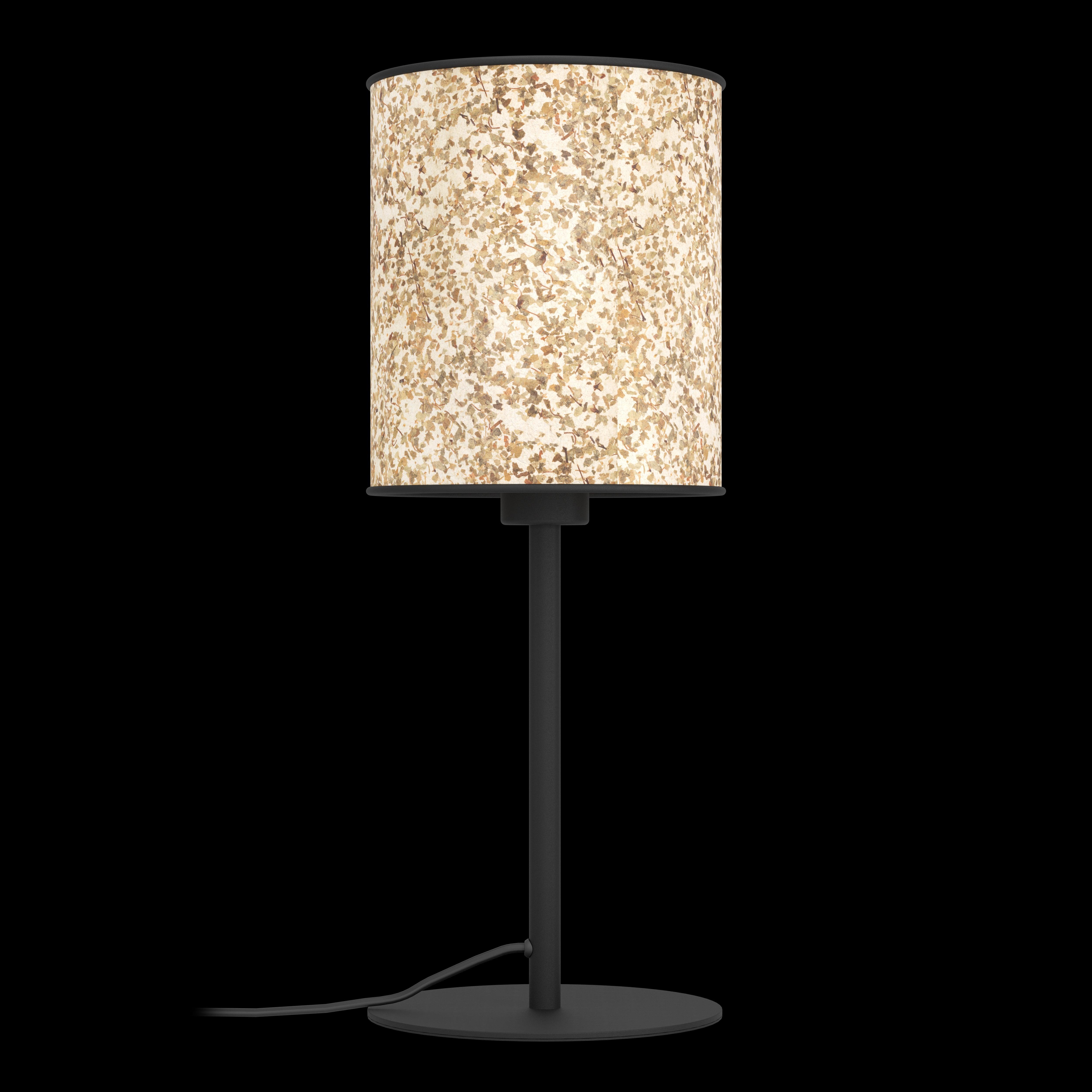 eglo butterburn black metal birch leave fabric table lamp living room image