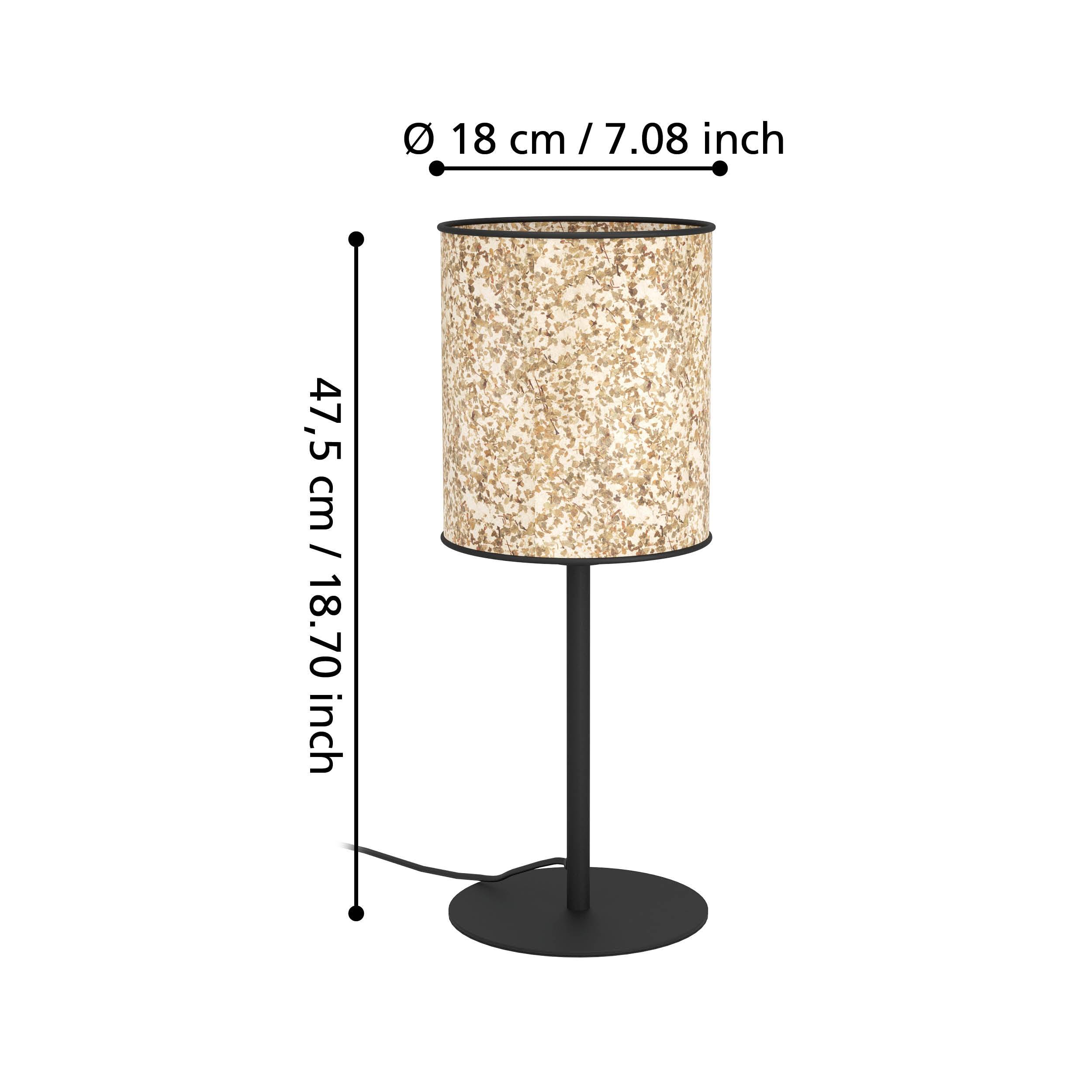 eglo butterburn black metal birch leave fabric table lamp kitchen lighting