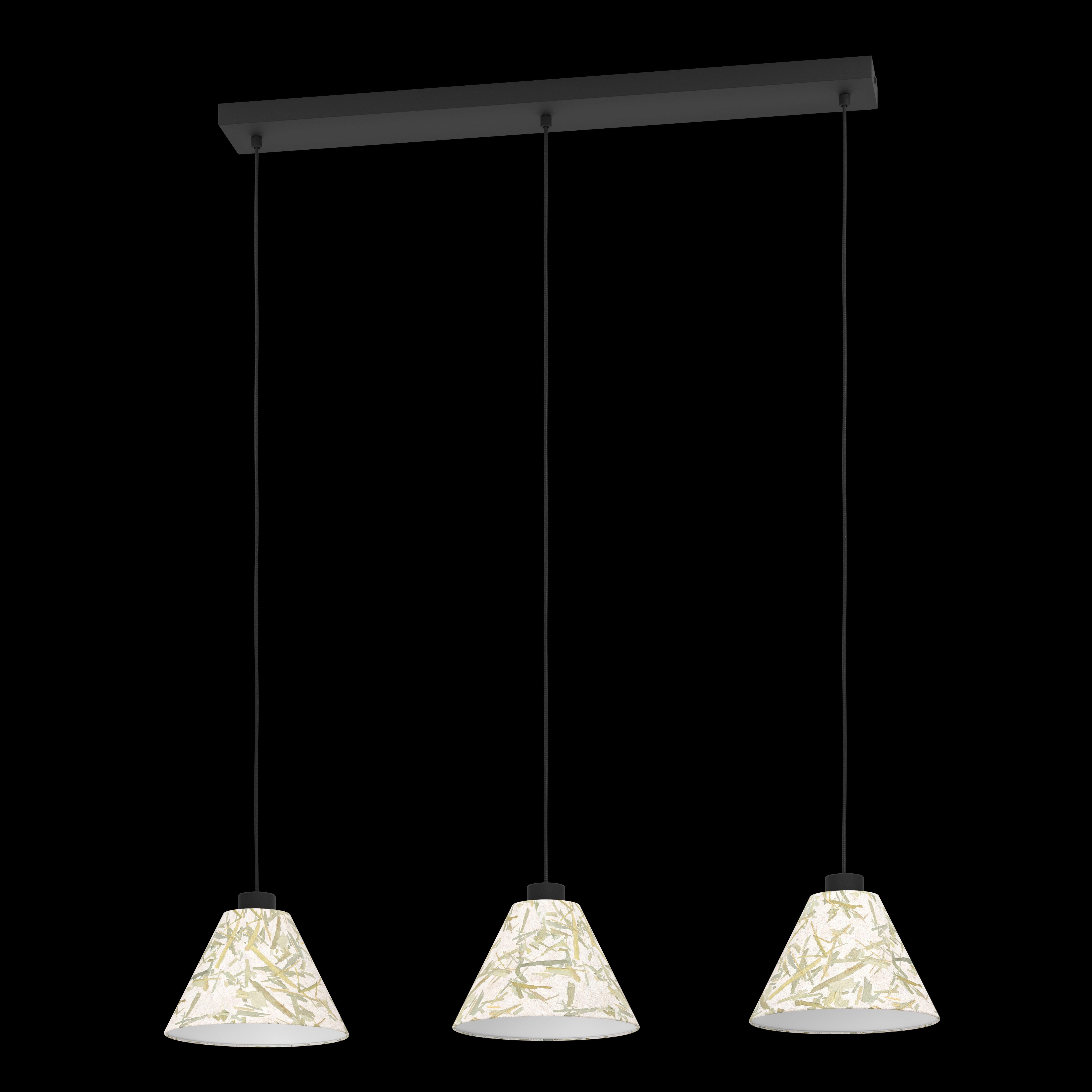 eglo oxpark 3 light bamboo leave fabric ceiling pendant living room close up