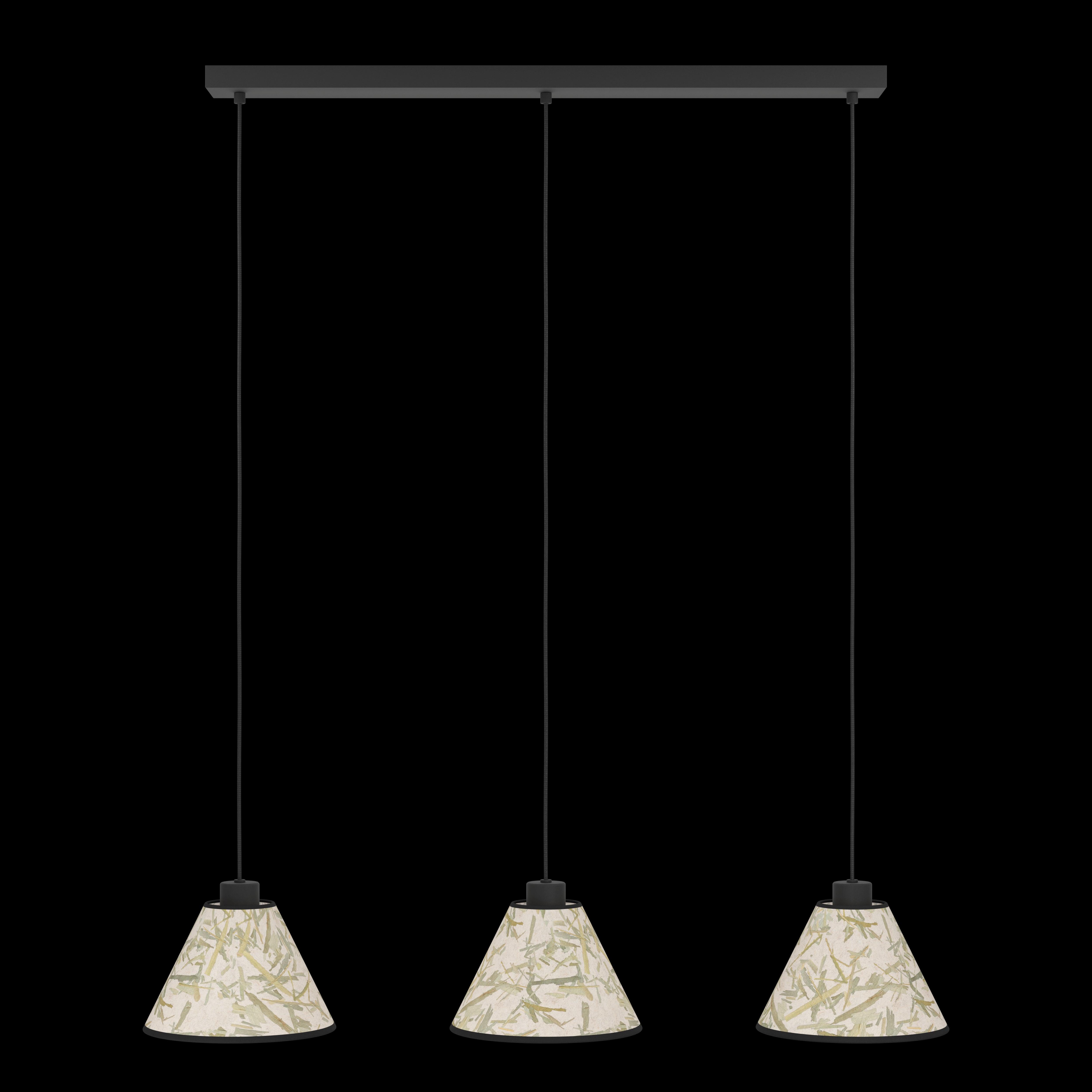 eglo oxpark 3 light bamboo leave fabric ceiling pendant living room image