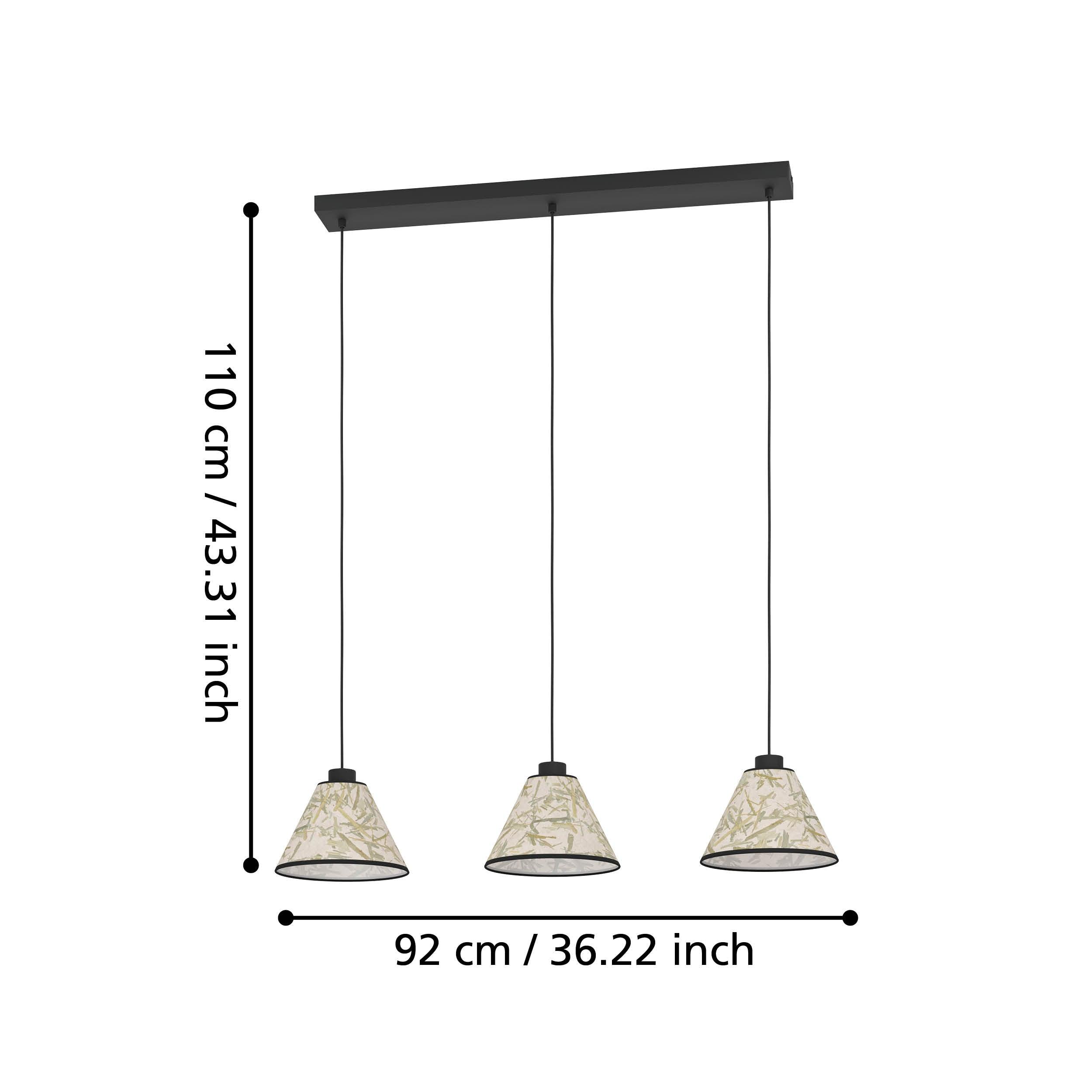 eglo oxpark 3 light bamboo leave fabric ceiling pendant kitchen lighting