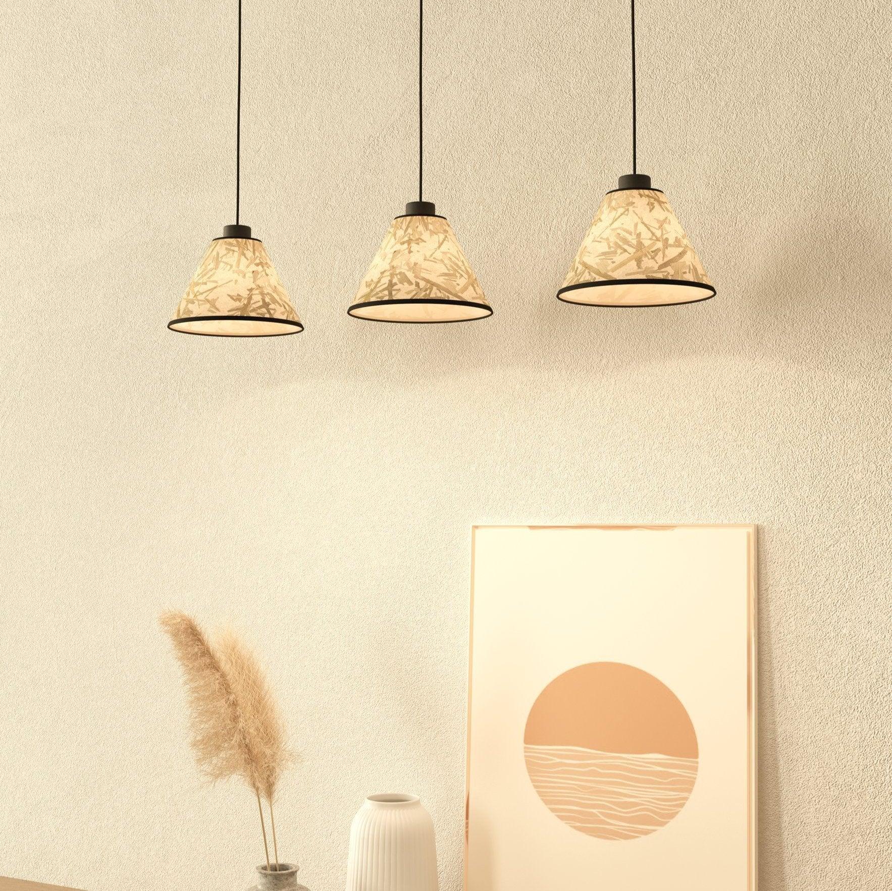 eglo oxpark 3 light bamboo leave fabric ceiling pendant