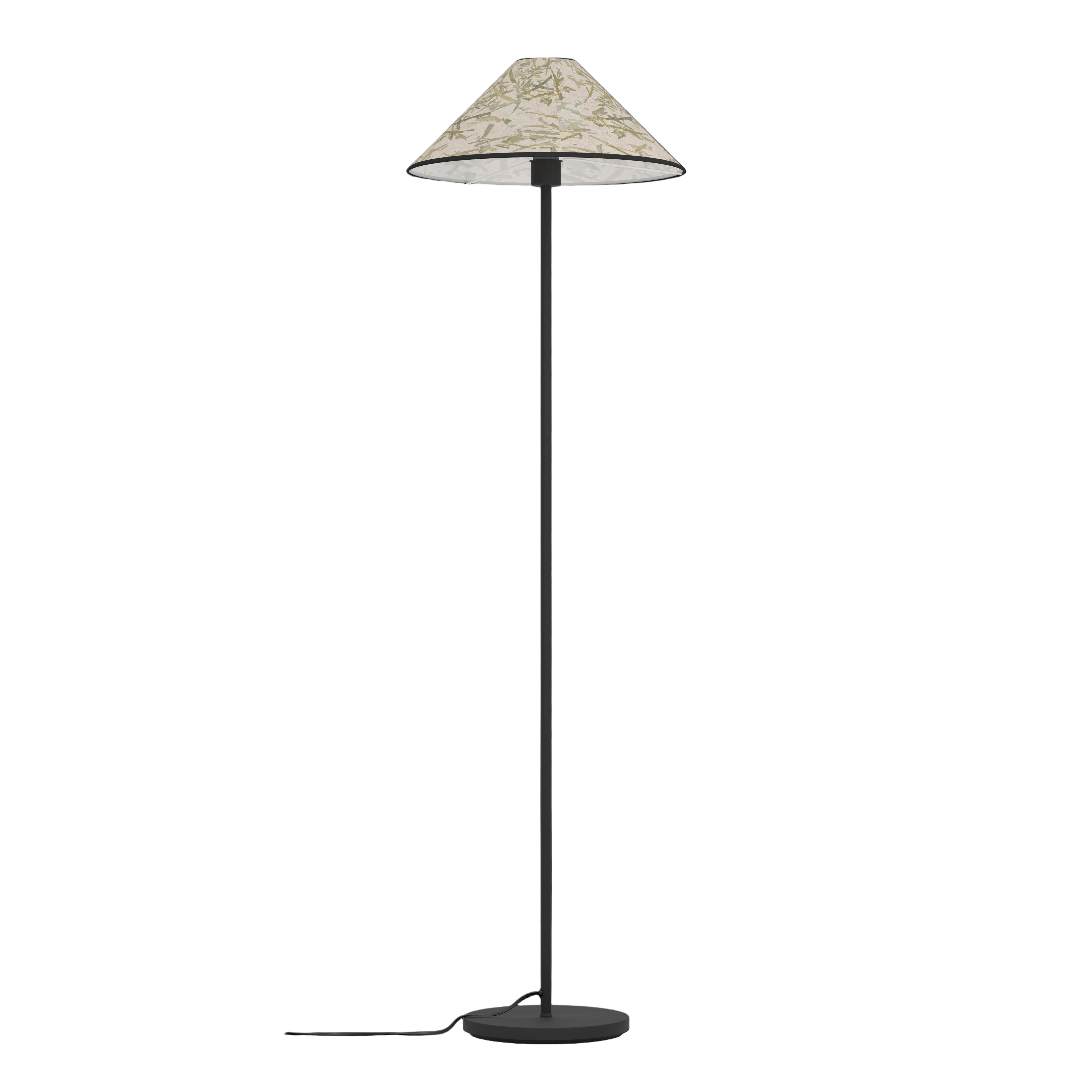 eglo oxpark black floor lamp fabric bamboo leave shade living room image