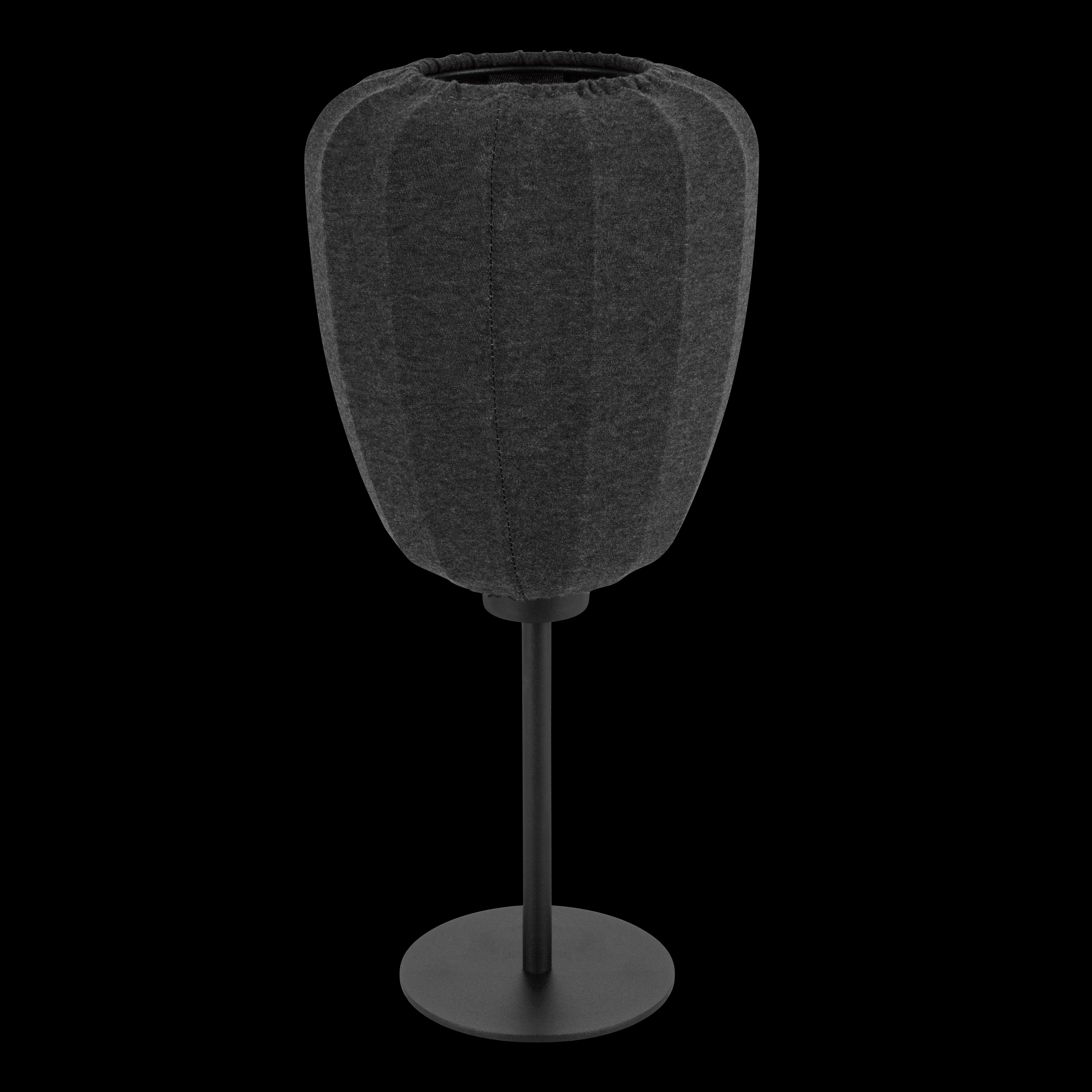 eglo barlaston black metal grey fabric shade table lamp