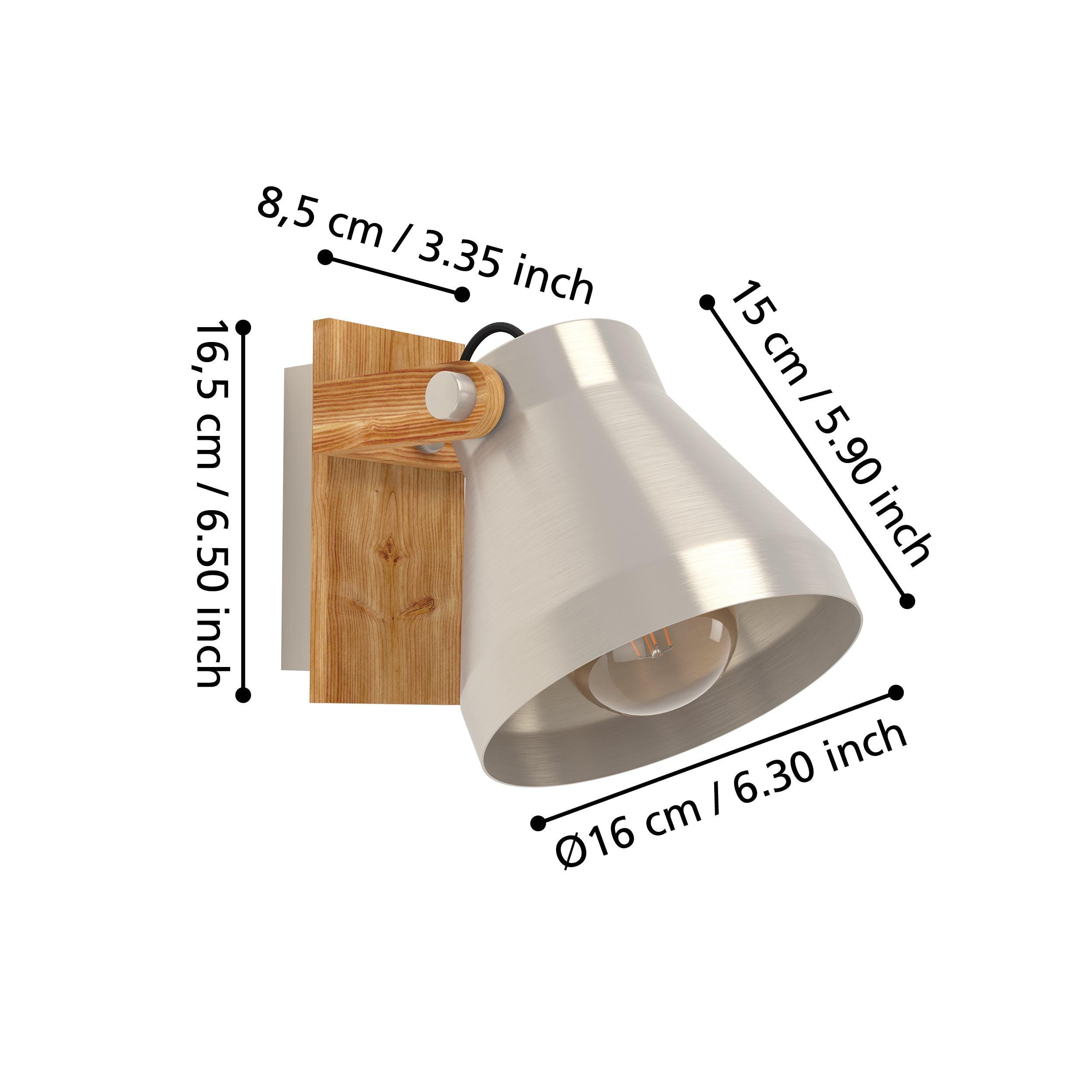 eglo cawton wood silver wall spotlight living room image