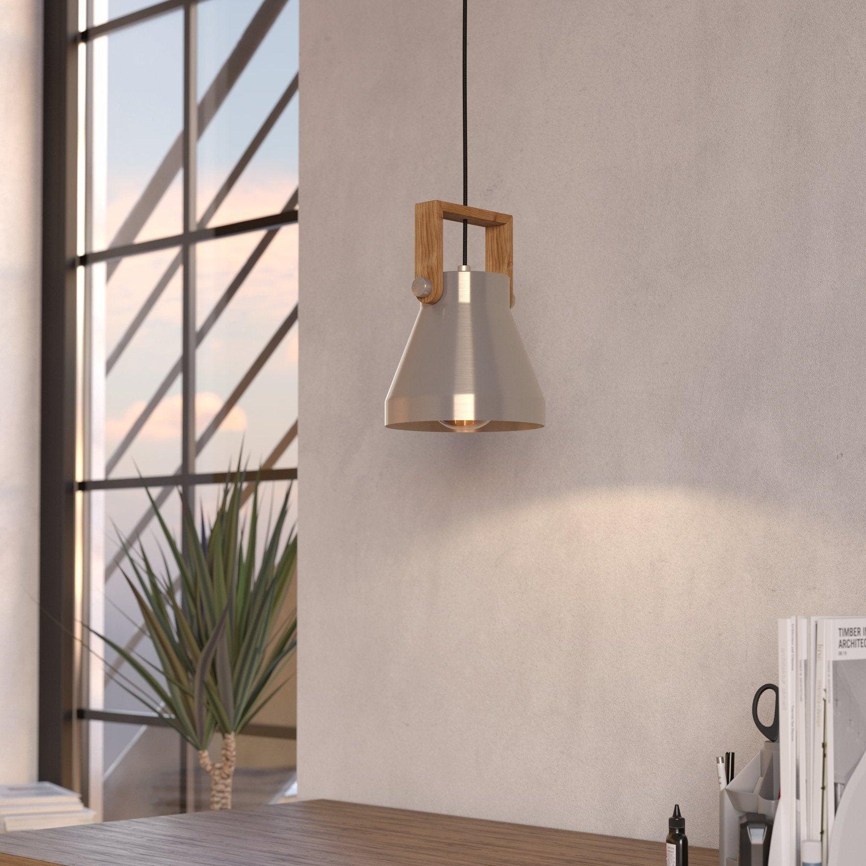 eglo cawton silver wooden ceiling pendant