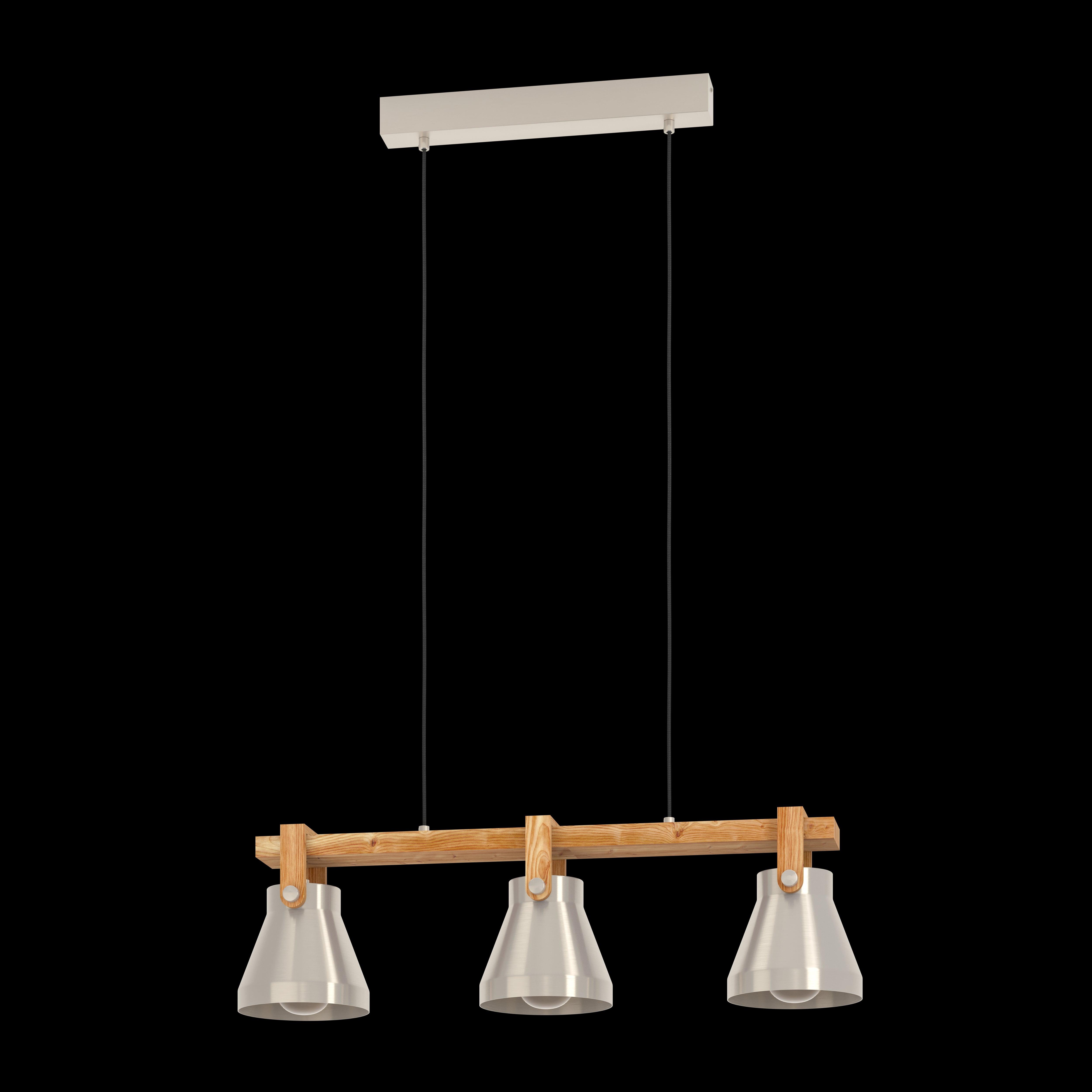 eglo cawton 3 light silver wooden ceiling pendant Kitchen Lighting Close Up
