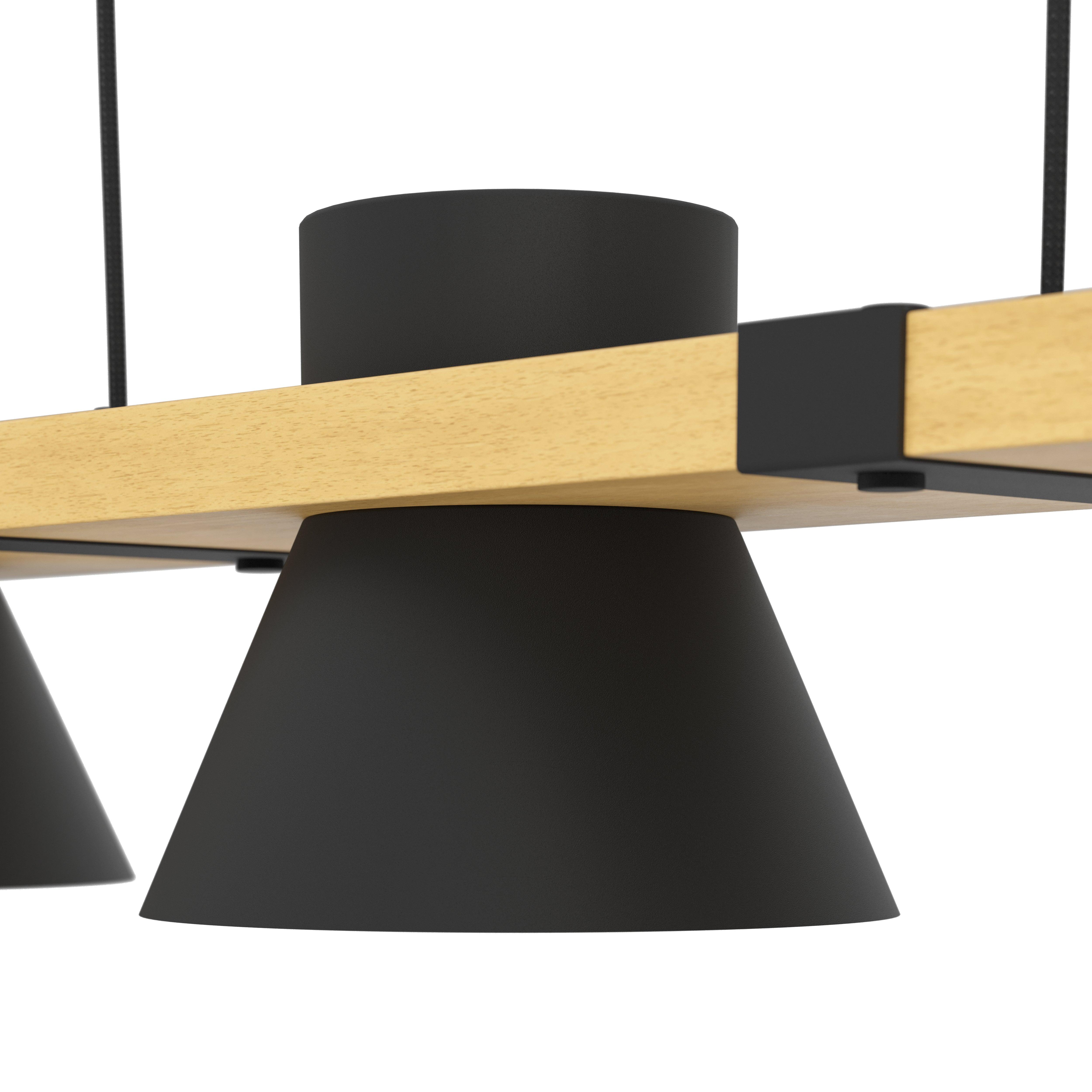 eglo maccles 3 light black and wooden plate ceiling pendant Kitchen Lighting Close Up