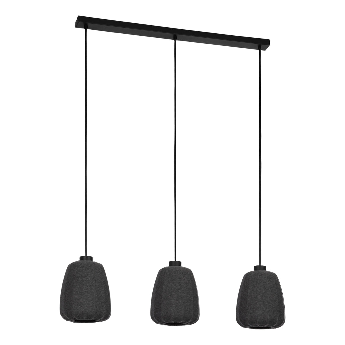 eglo barlaston 3 light grey fabric lampshades ceiling pendant