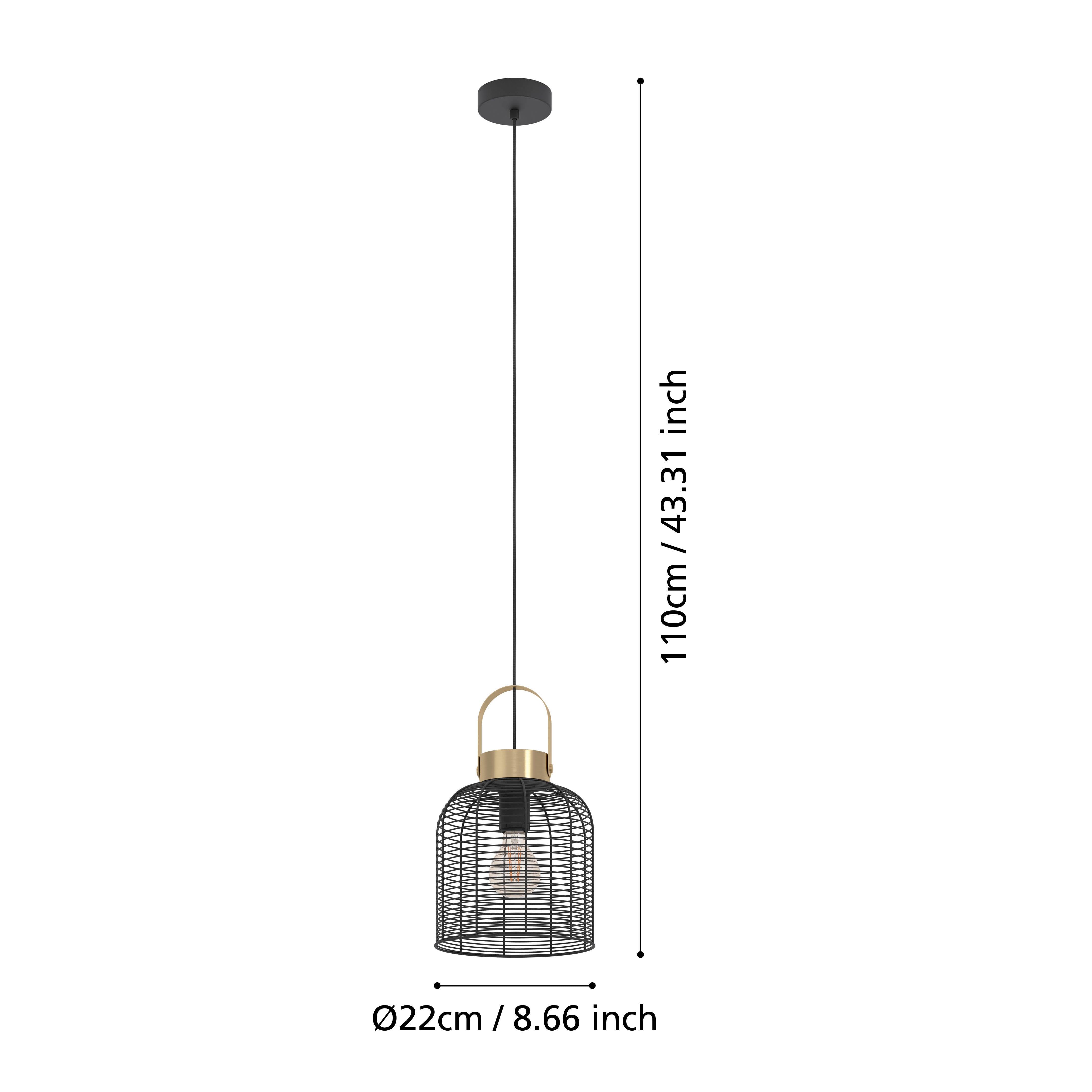 eglo roundham brass black steel wire ceiling pendant living room close up