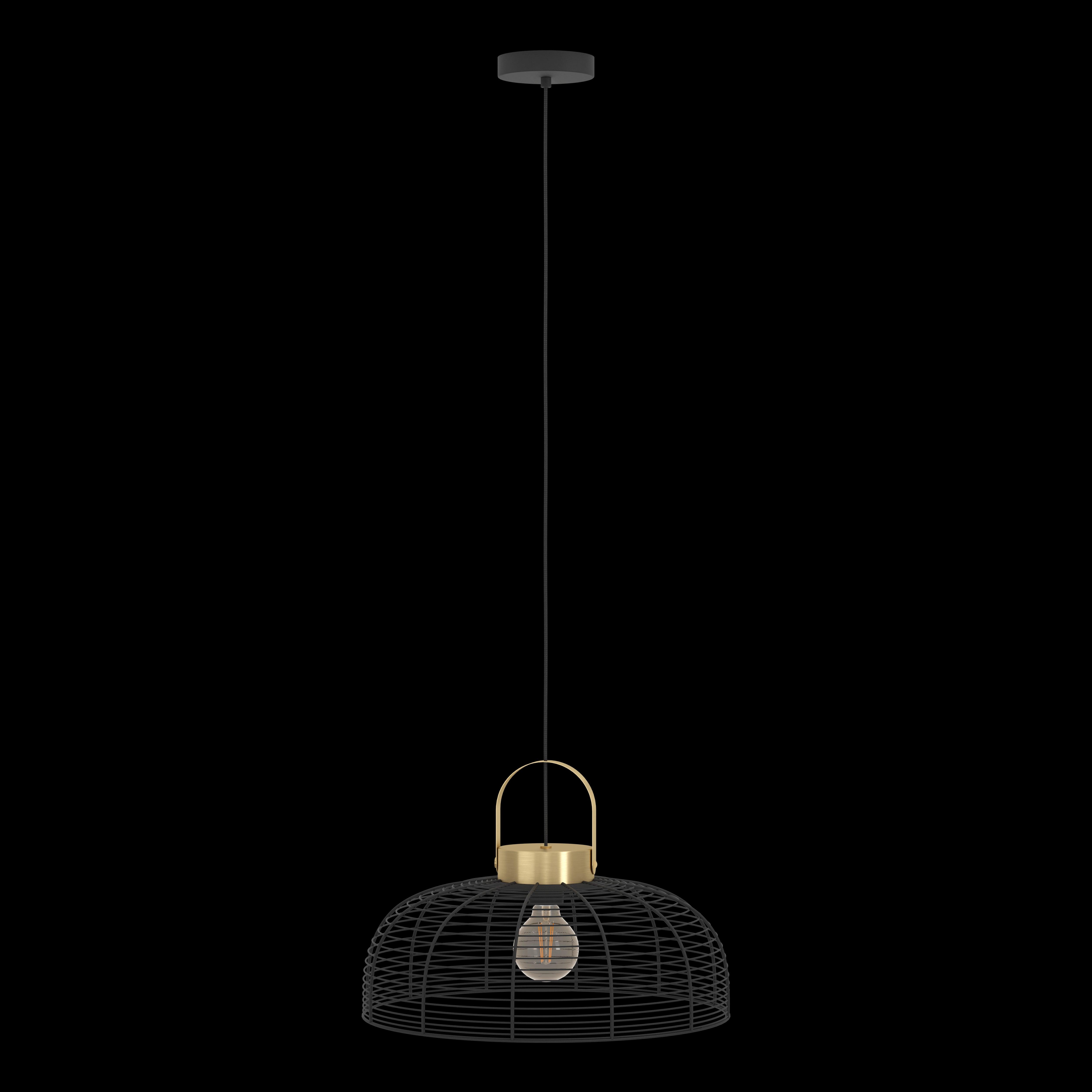 eglo roundham brass black steel wire ceiling pendant 45cm living room image