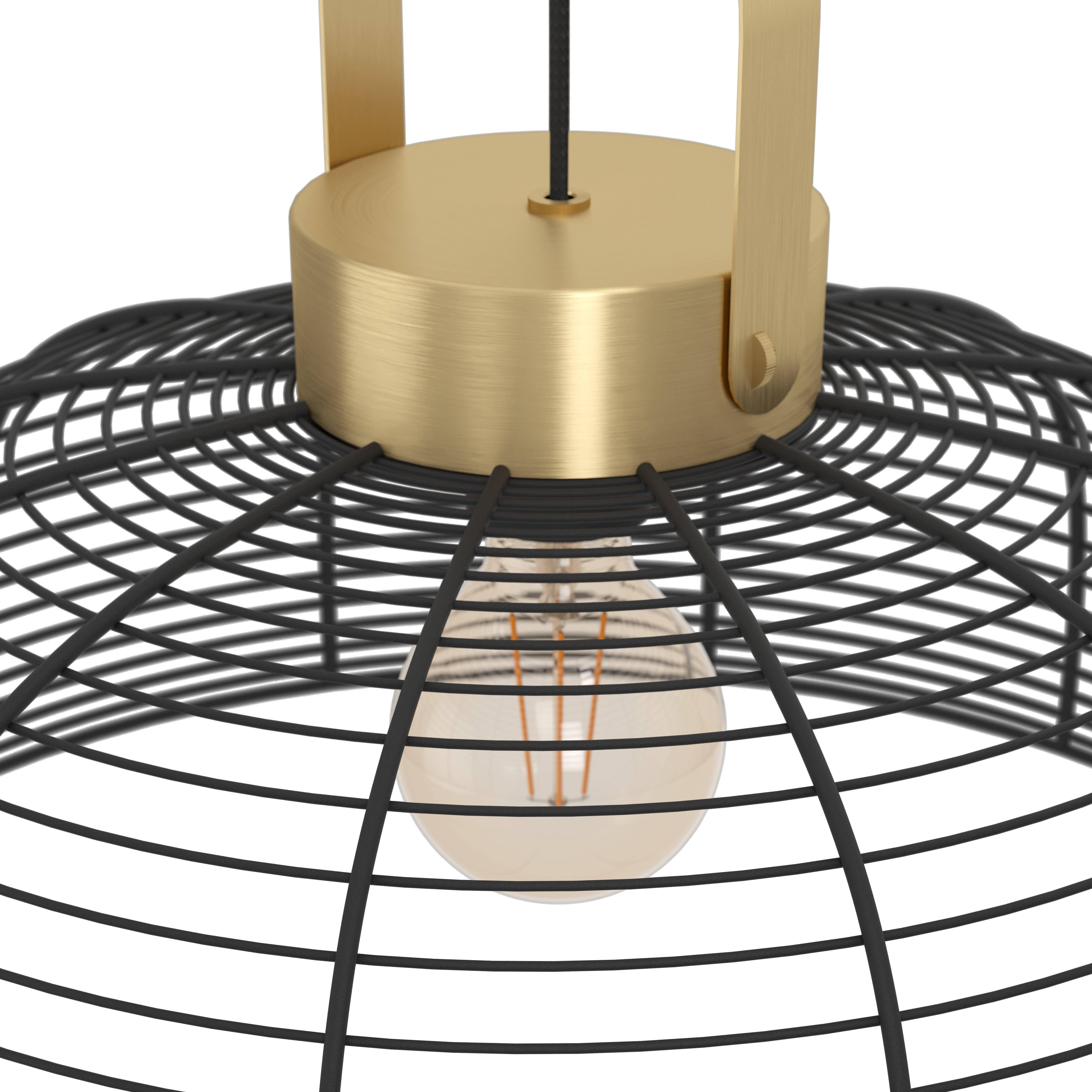 eglo roundham brass black steel wire ceiling pendant 45cm Kitchen Lighting Close Up