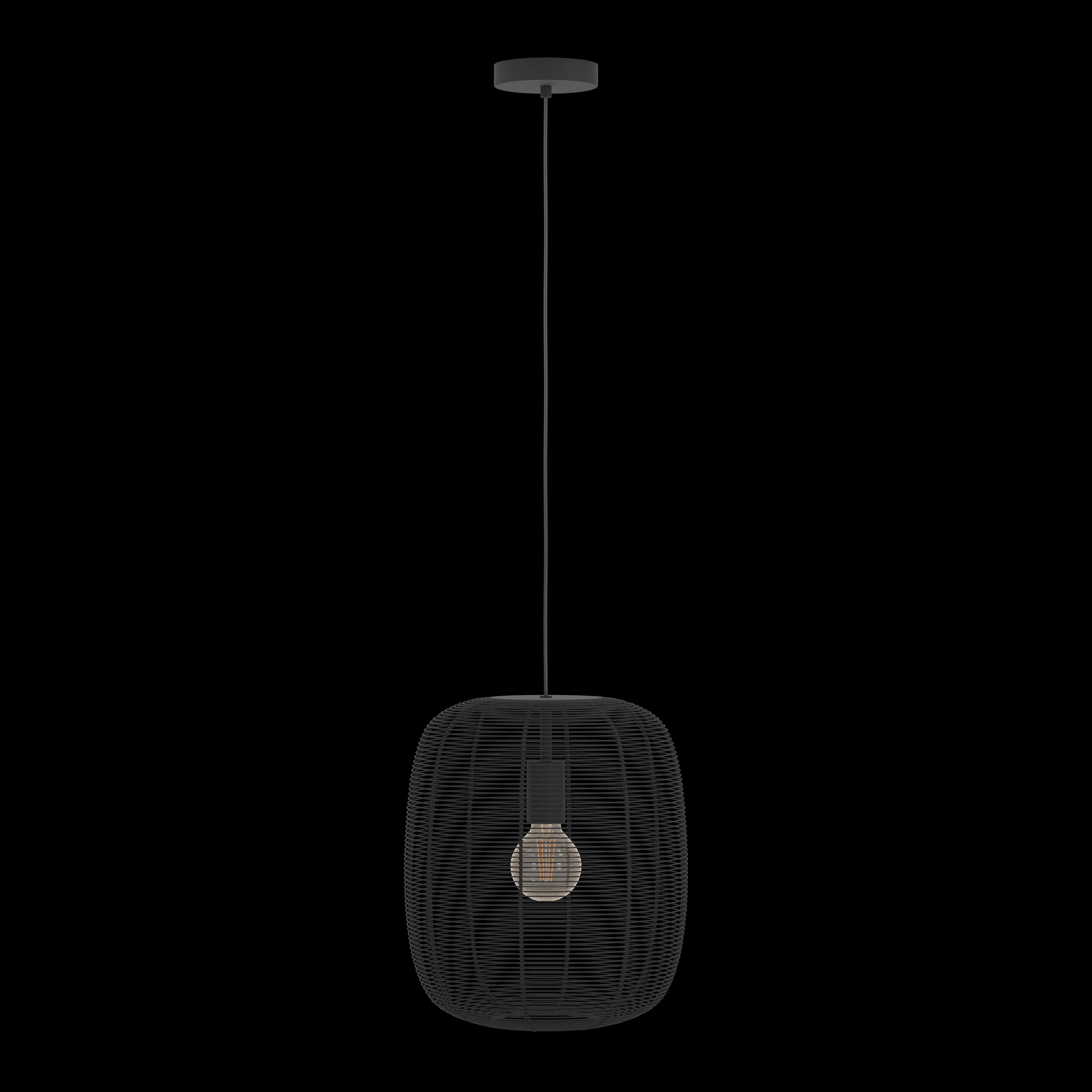 eglo rinroe cylindrical industrial black wire ceiling pendant living room image
