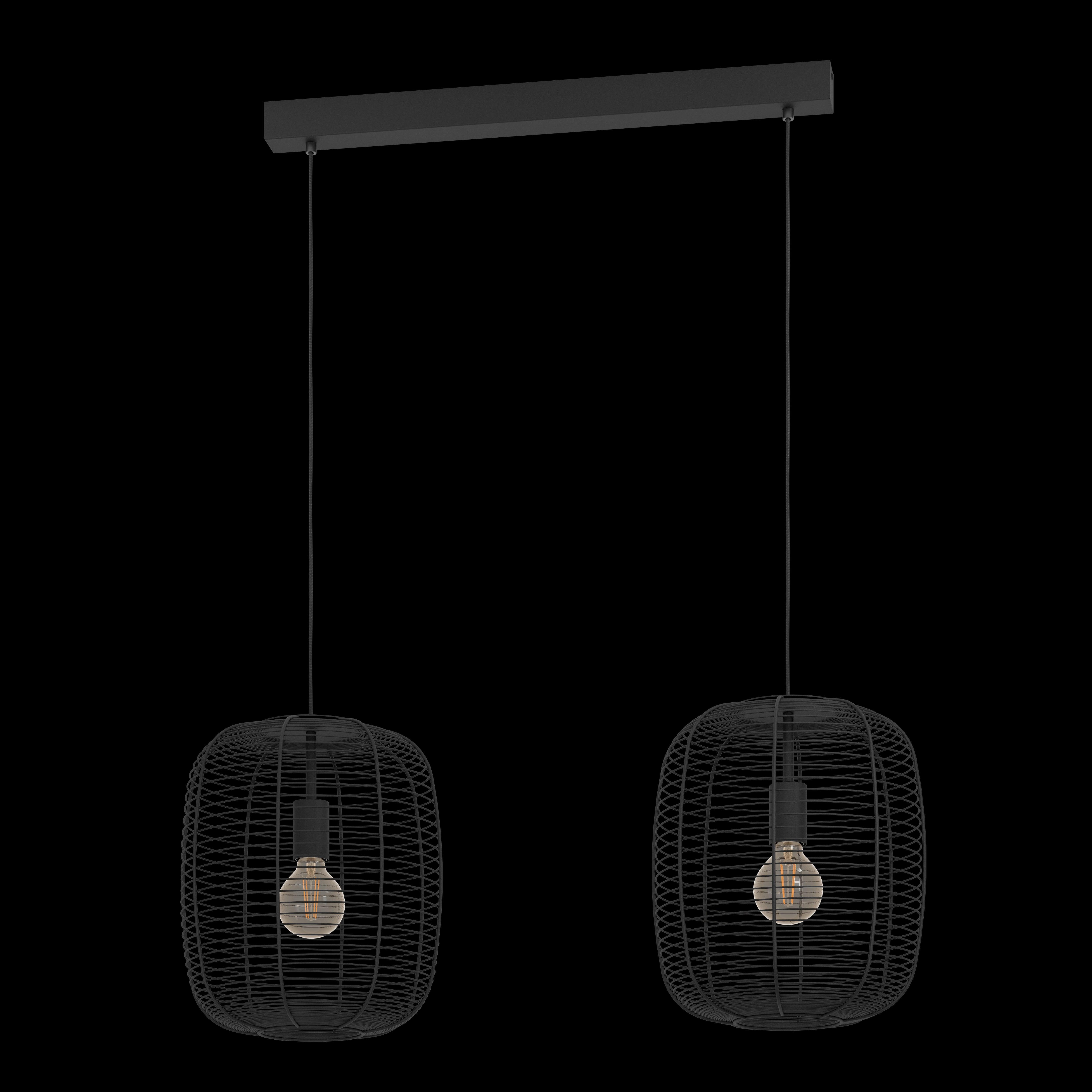 eglo rinroe 2 light industrial wire caged black ceiling pendant kitchen lighting