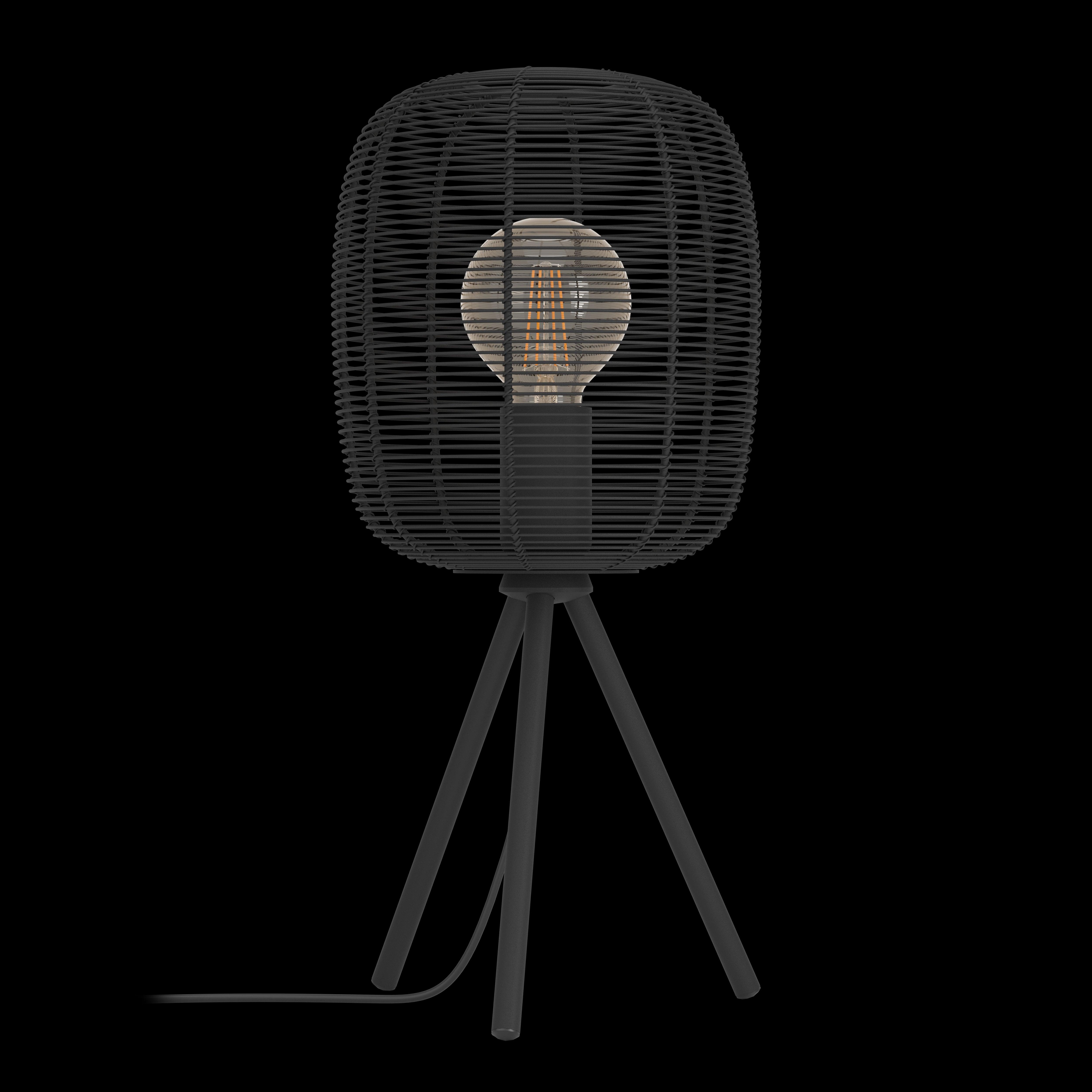 eglo rinroe wire caged black metal tripod table lamp living room image