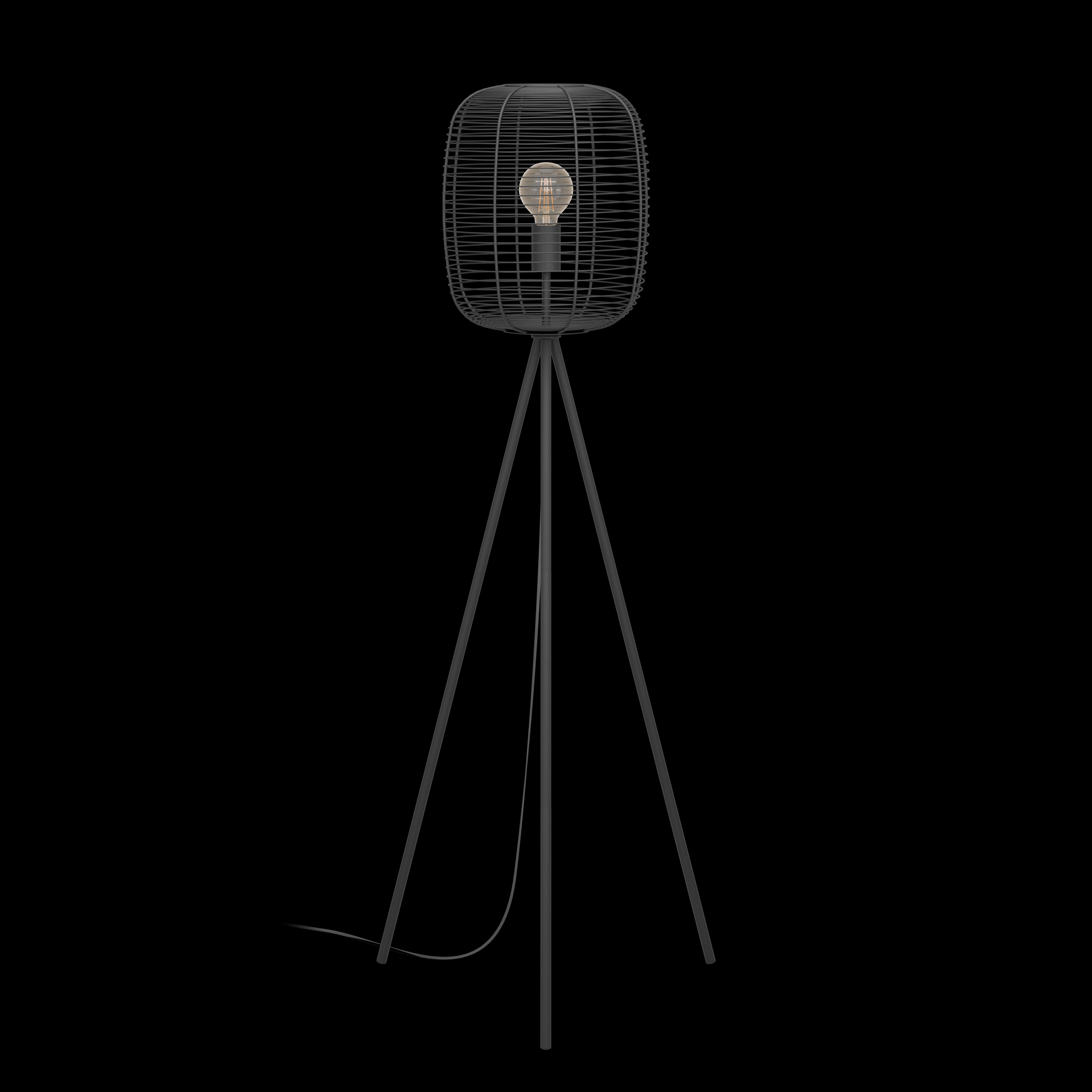eglo rinroe black tripod floor lamp industrial caged shade kitchen lighting